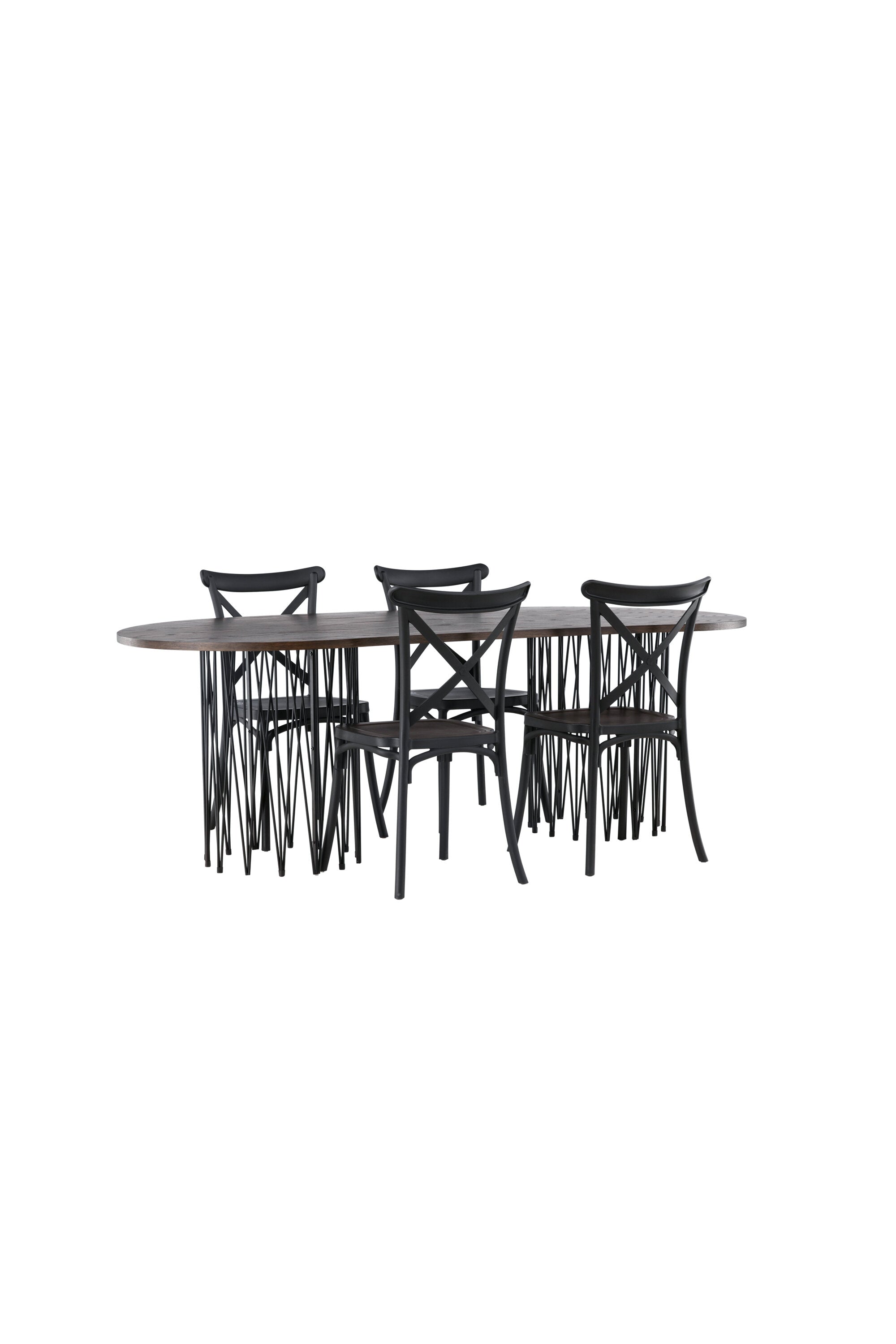 Stone Esszimmerset + Crosett 220cm/4St. in Schwarz präsentiert im Onlineshop von KAQTU Design AG. Esszimmerset ist von Venture Home