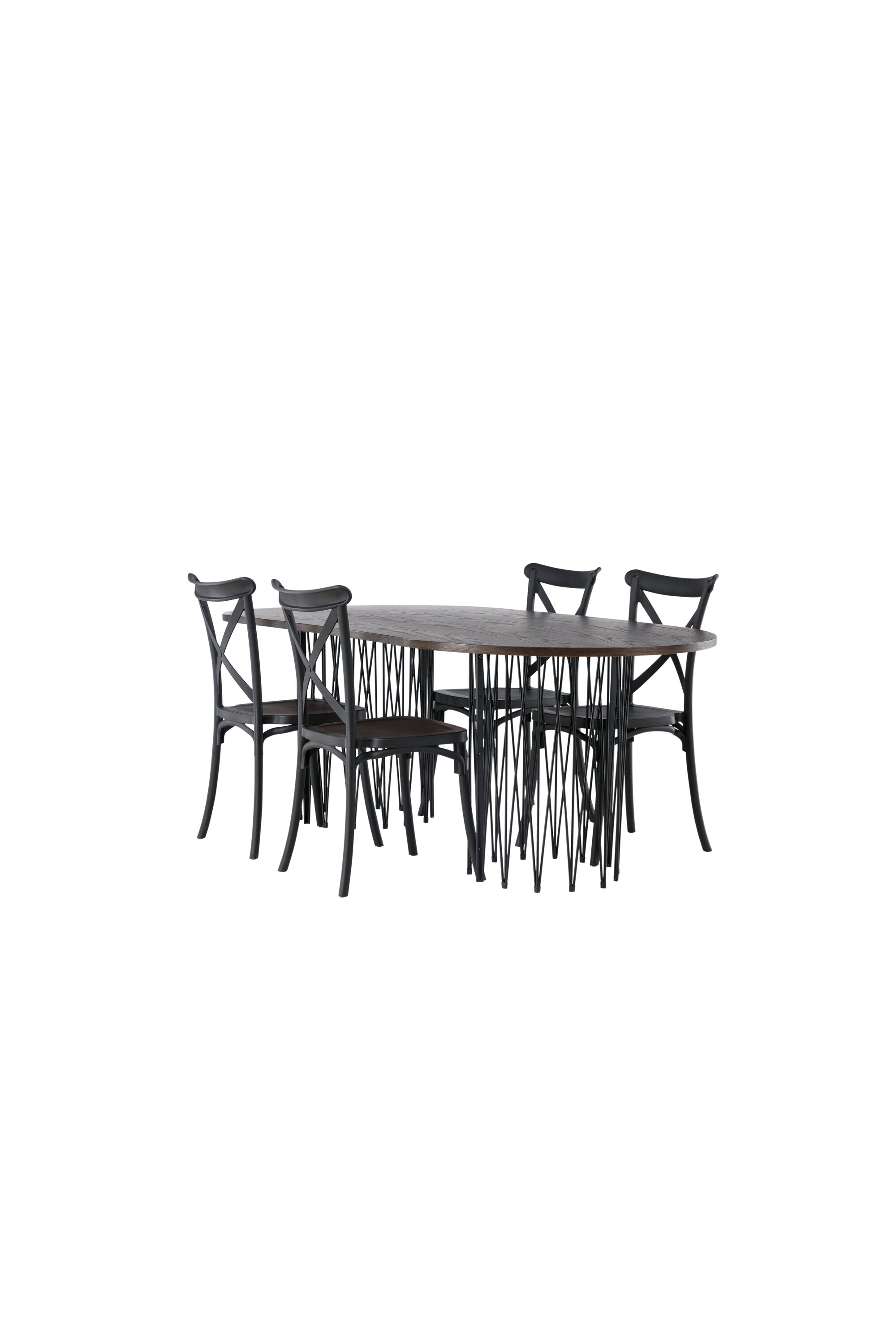 Stone Esszimmerset + Crosett 220cm/4St. in Schwarz präsentiert im Onlineshop von KAQTU Design AG. Esszimmerset ist von Venture Home