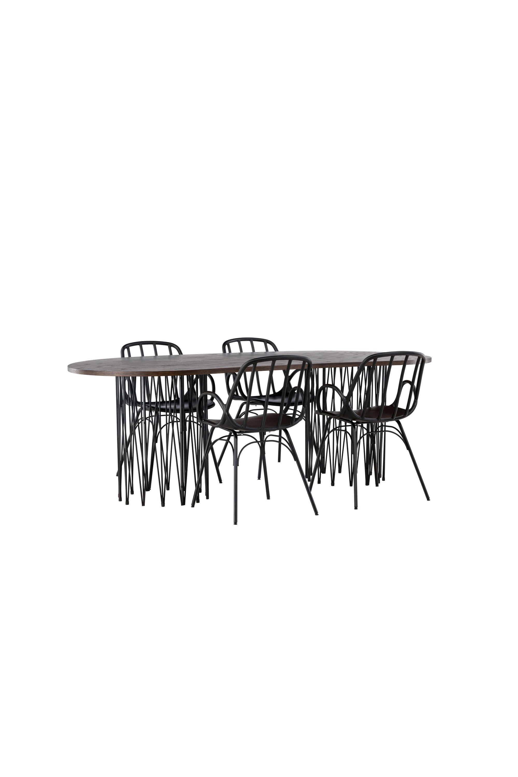 Stone Esszimmerset + Dyrön 220cm/4St. in Schwarz präsentiert im Onlineshop von KAQTU Design AG. Esszimmerset ist von Venture Home