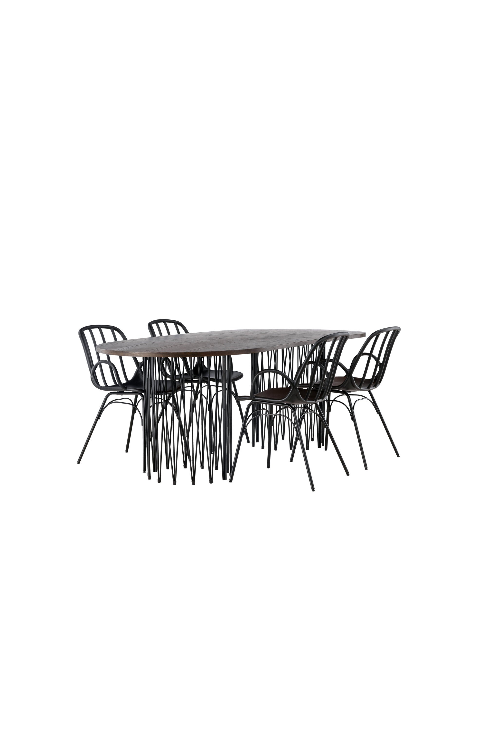 Stone Esszimmerset + Dyrön 220cm/4St. in Schwarz präsentiert im Onlineshop von KAQTU Design AG. Esszimmerset ist von Venture Home