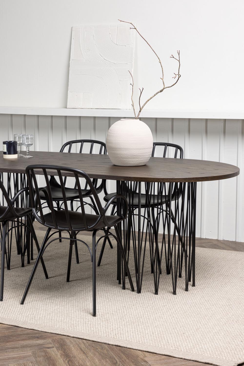 Stone Esszimmerset + Dyrön 220cm/4St. in Schwarz präsentiert im Onlineshop von KAQTU Design AG. Esszimmerset ist von Venture Home