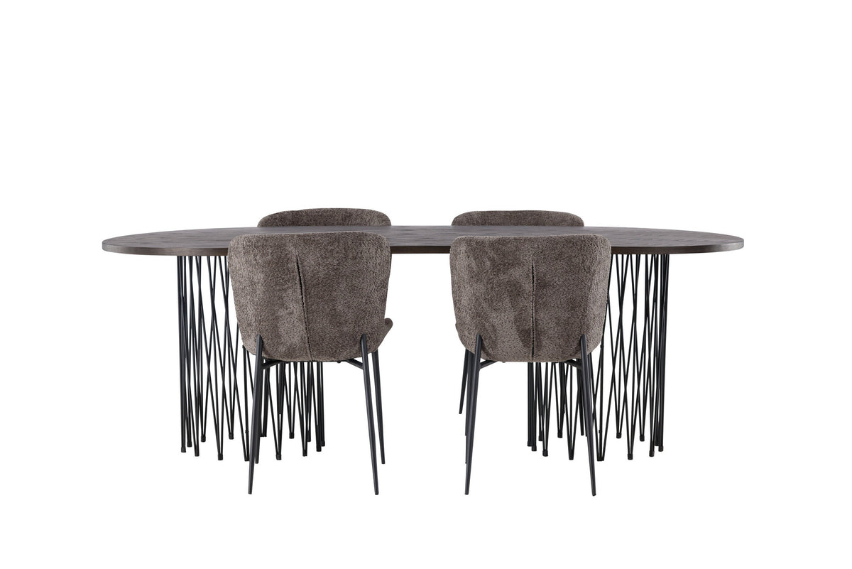 Stone Esszimmerset + Modesto 220cm/4St. in Schwarz, Dunkelgrau präsentiert im Onlineshop von KAQTU Design AG. Esszimmerset ist von Venture Home