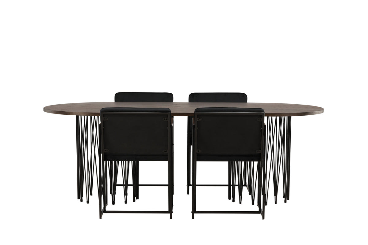Stone Esszimmerset + Richmond 220cm/4St. in Schwarz präsentiert im Onlineshop von KAQTU Design AG. Esszimmerset ist von Venture Home