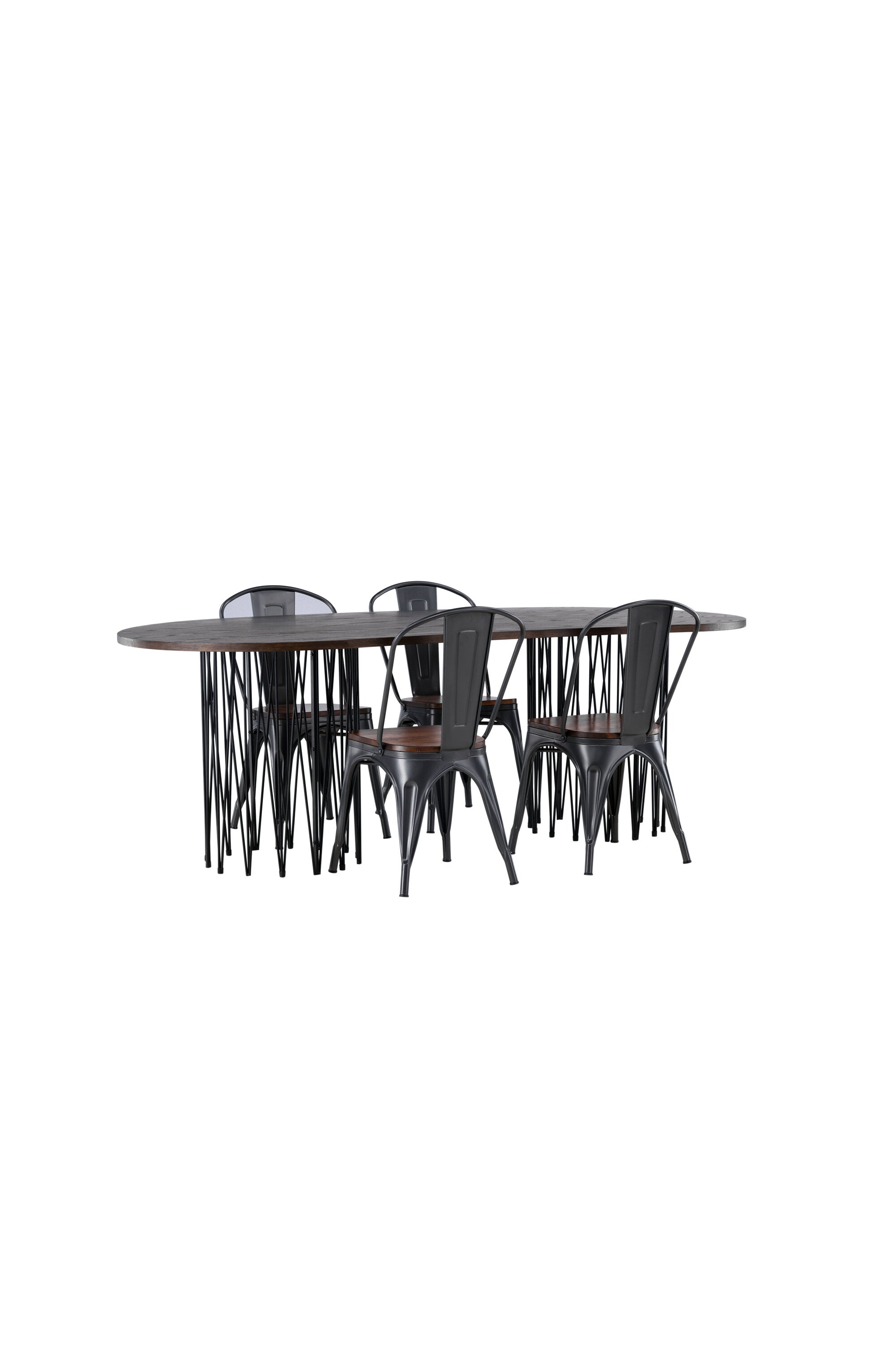 Stone Esszimmerset + Tempe 220cm/4St. in Dunkelgrau, Walnuss präsentiert im Onlineshop von KAQTU Design AG. Esszimmerset ist von Venture Home