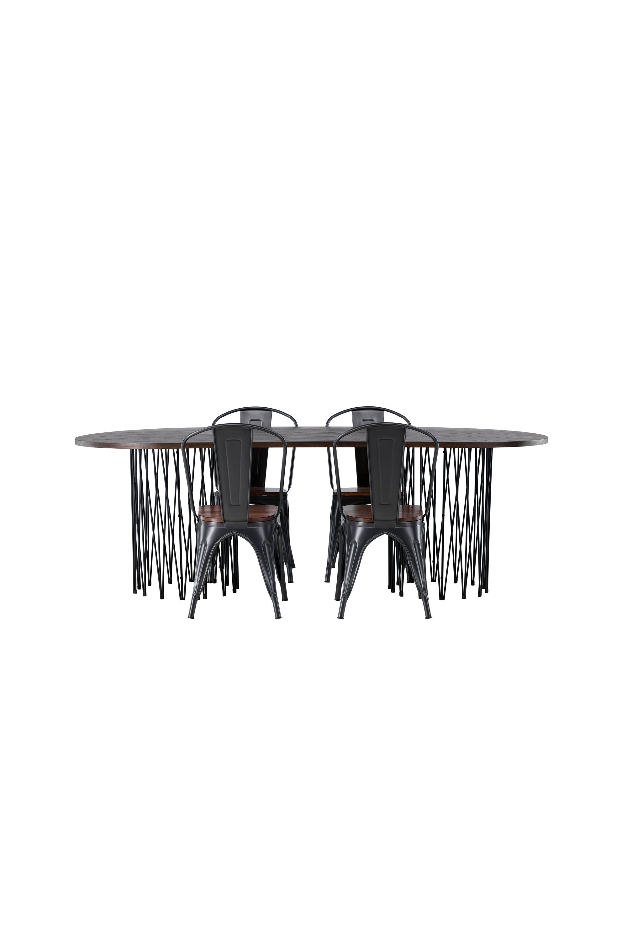Stone Esszimmerset + Tempe 220cm/4St. in Dunkelgrau, Walnuss präsentiert im Onlineshop von KAQTU Design AG. Esszimmerset ist von Venture Home