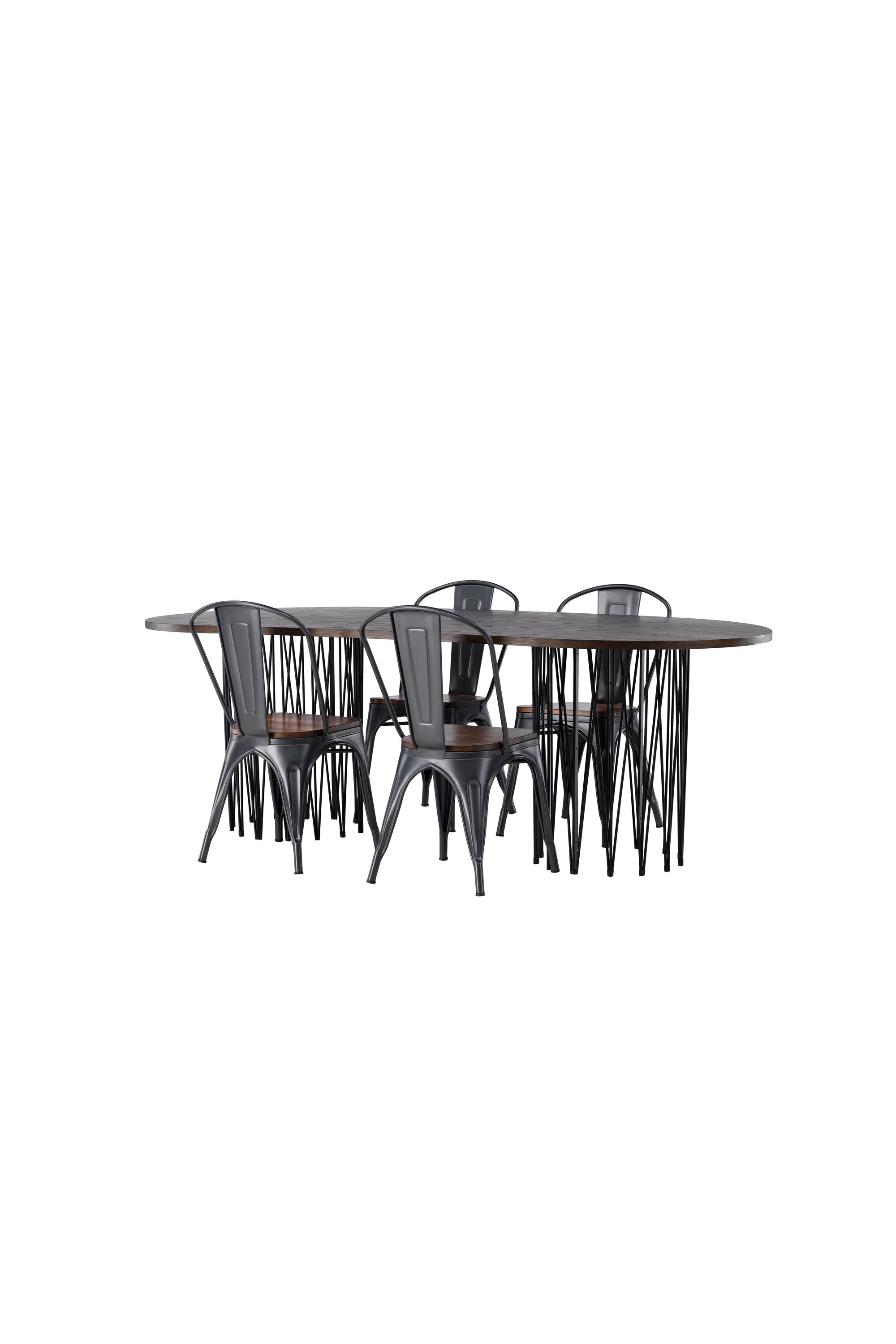 Stone Esszimmerset + Tempe 220cm/4St. in Dunkelgrau, Walnuss präsentiert im Onlineshop von KAQTU Design AG. Esszimmerset ist von Venture Home