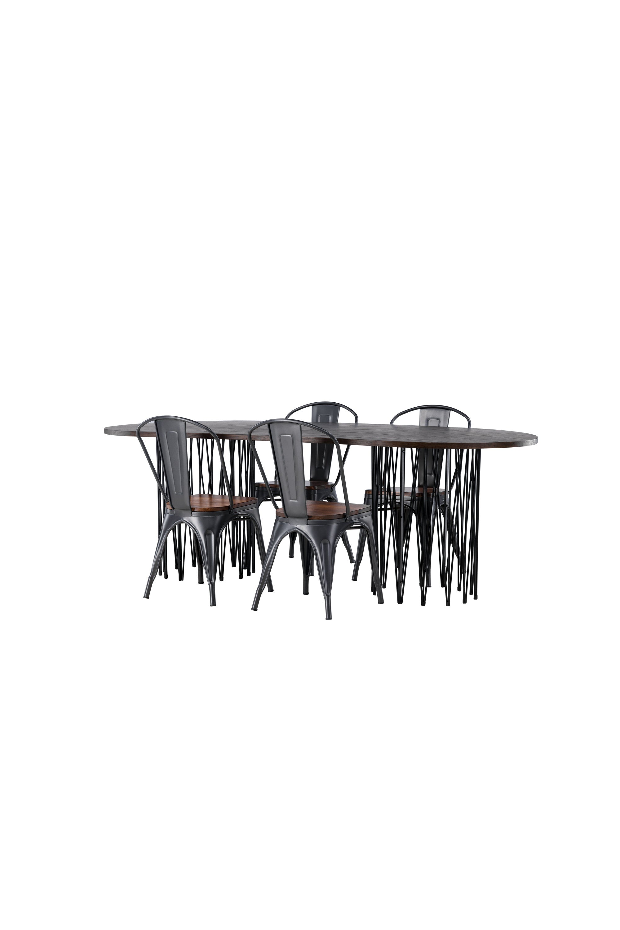 Stone Esszimmerset + Tempe 220cm/4St. in Dunkelgrau, Walnuss präsentiert im Onlineshop von KAQTU Design AG. Esszimmerset ist von Venture Home