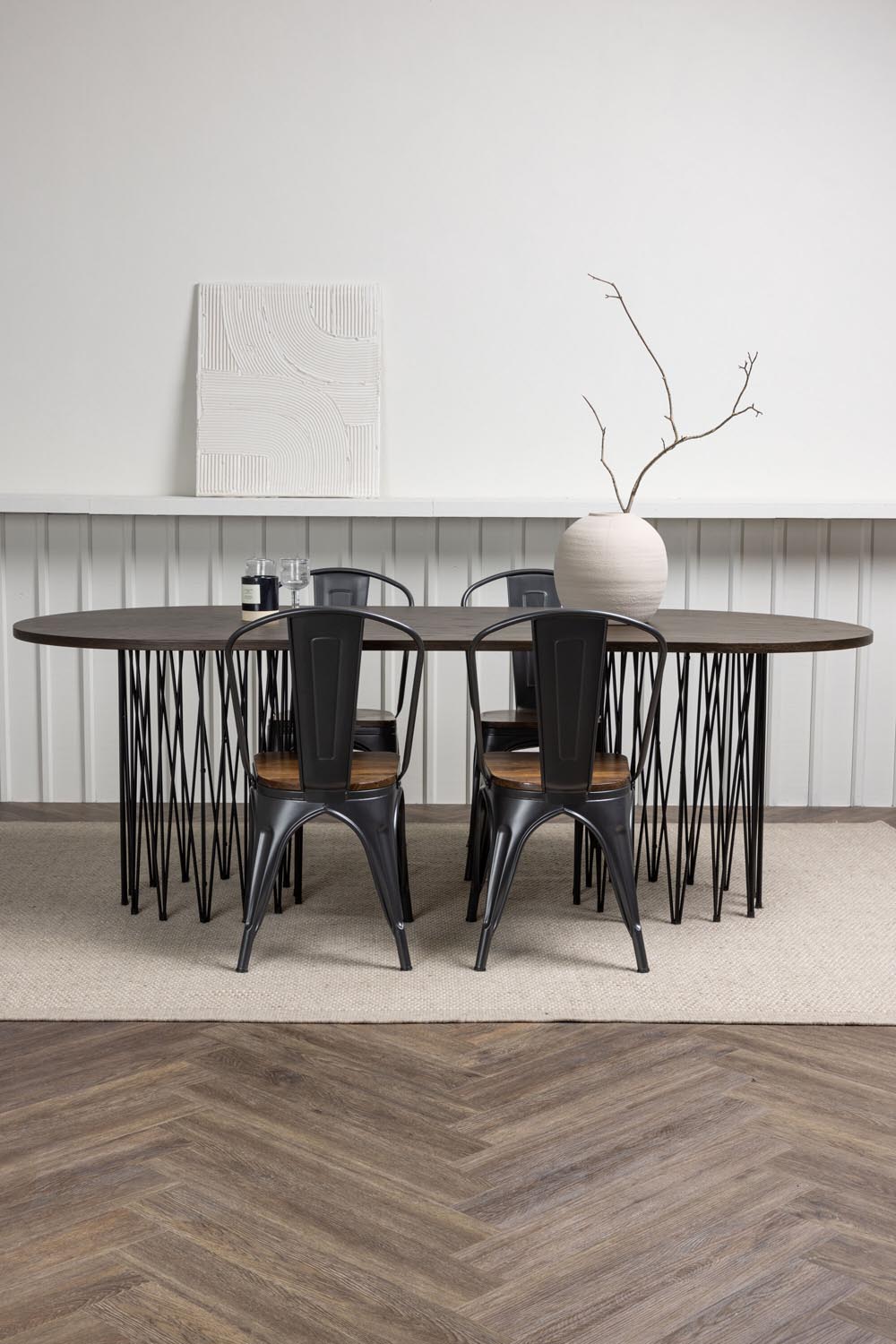 Stone Esszimmerset + Tempe 220cm/4St. in Dunkelgrau, Walnuss präsentiert im Onlineshop von KAQTU Design AG. Esszimmerset ist von Venture Home