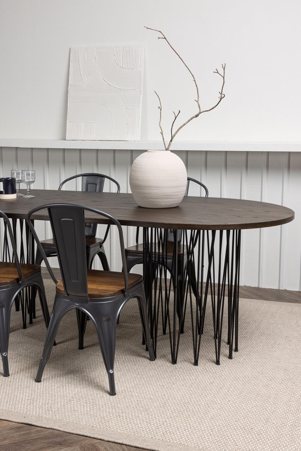 Stone Esszimmerset + Tempe 220cm/4St. in Dunkelgrau, Walnuss präsentiert im Onlineshop von KAQTU Design AG. Esszimmerset ist von Venture Home