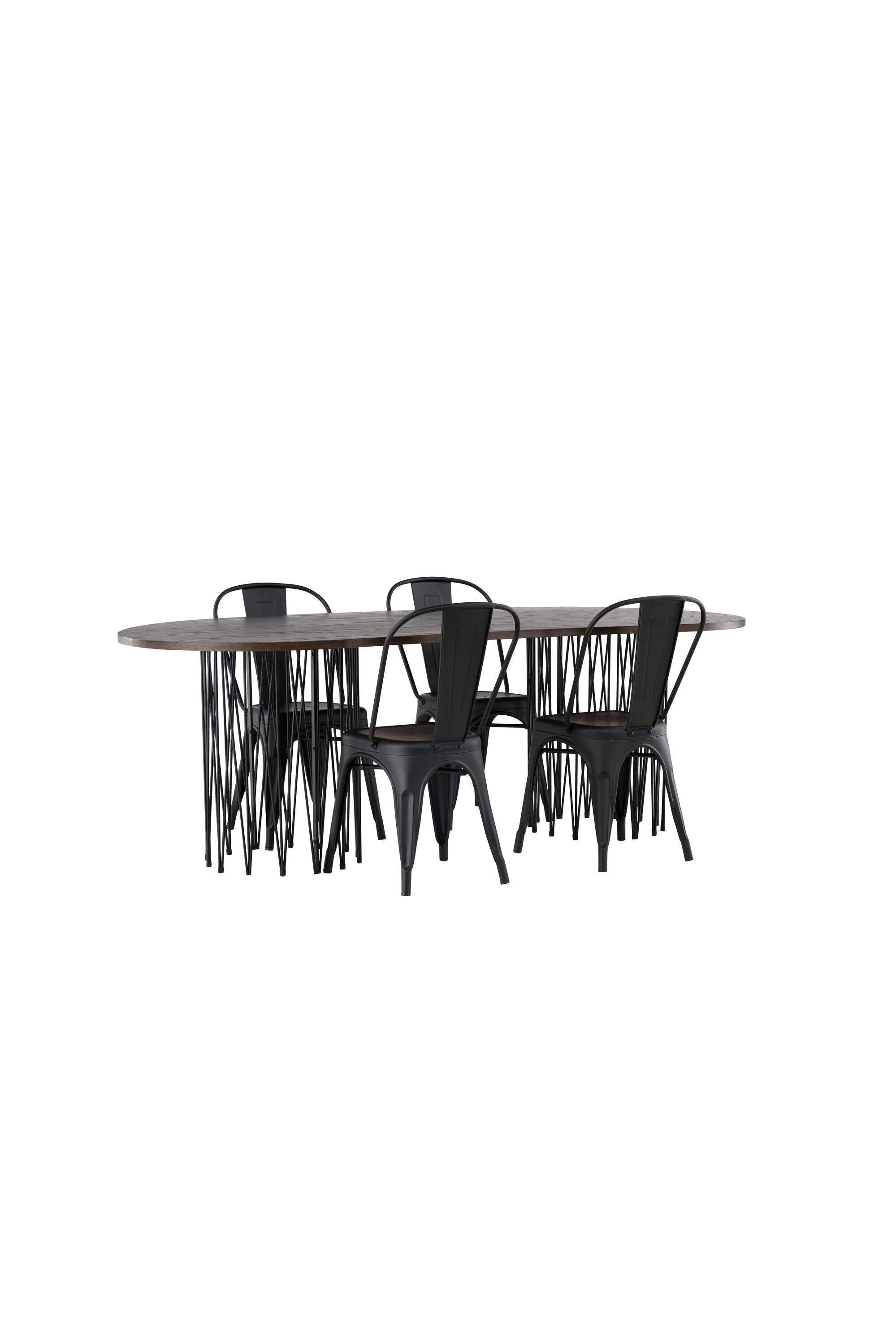 Stone Esszimmerset + Tempe 220cm/4St. in Schwarz präsentiert im Onlineshop von KAQTU Design AG. Esszimmerset ist von Venture Home