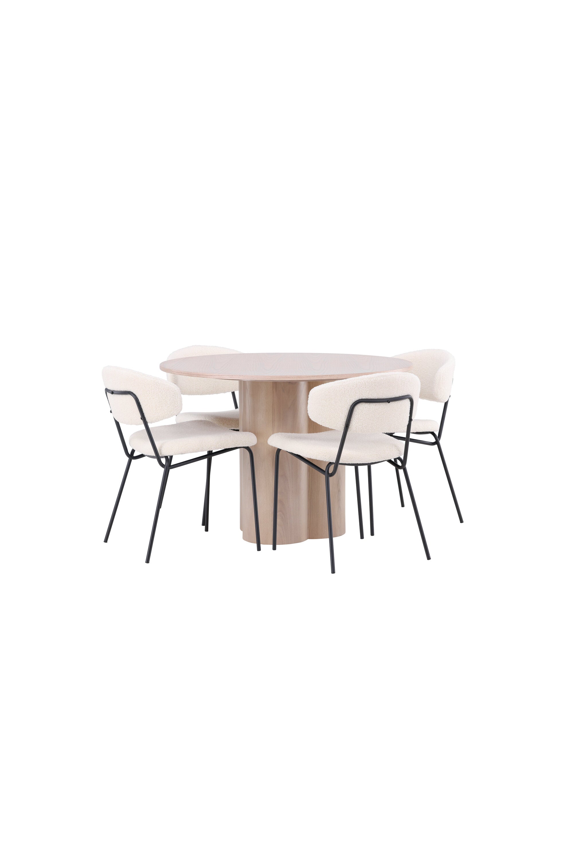 Olivia Esszimmer Set + Chico ⌀110cm/4St. in Natur / Weiss präsentiert im Onlineshop von KAQTU Design AG. Esszimmerset ist von Venture Home