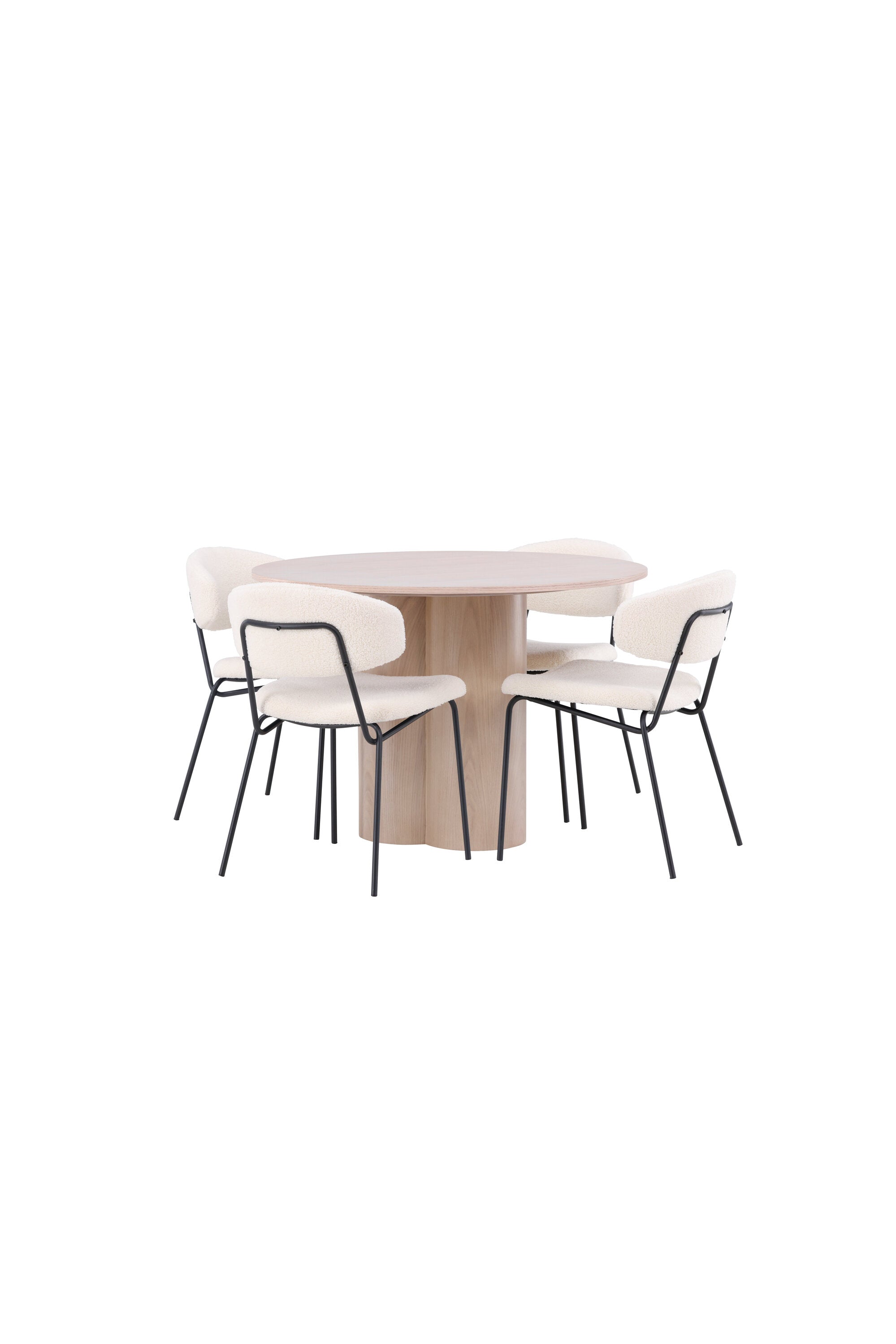 Olivia Esszimmer Set + Chico ⌀110cm/4St. in Natur / Weiss präsentiert im Onlineshop von KAQTU Design AG. Esszimmerset ist von Venture Home