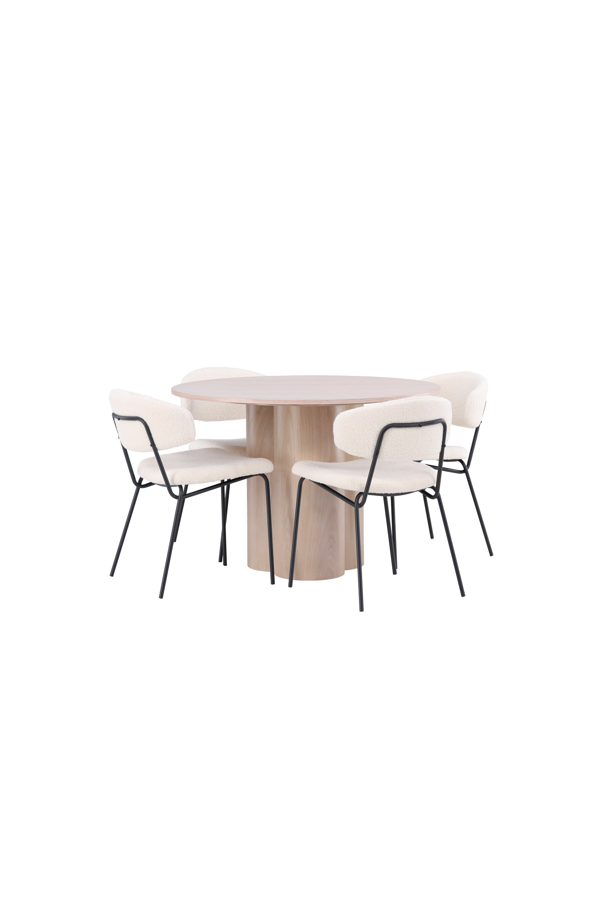 Olivia Esszimmer Set + Chico ⌀110cm/4St. in Natur / Weiss präsentiert im Onlineshop von KAQTU Design AG. Esszimmerset ist von Venture Home