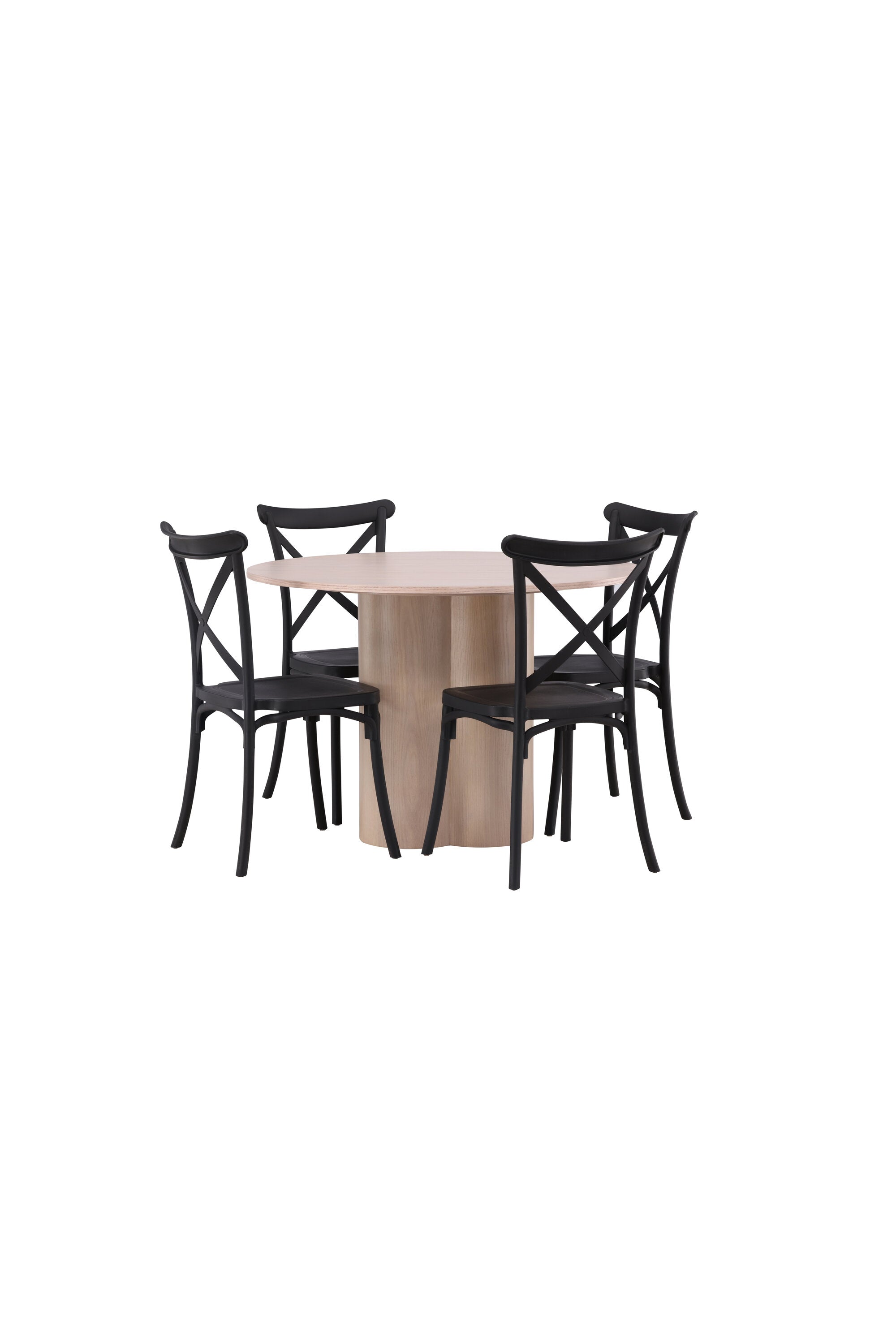 Olivia Esszimmer Set + Crosett ⌀110cm/4St. in Natur / Schwarz präsentiert im Onlineshop von KAQTU Design AG. Esszimmerset ist von Venture Home