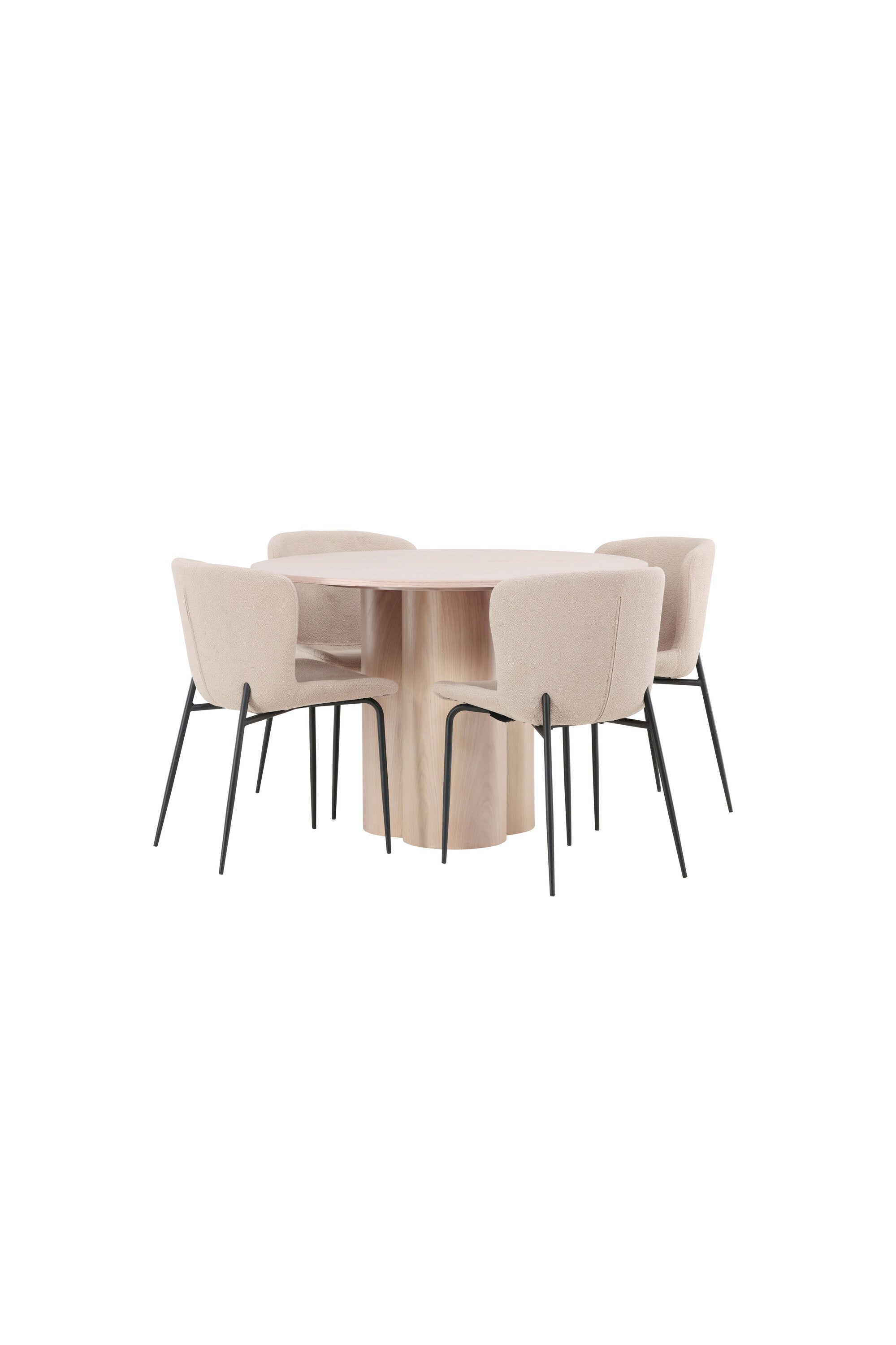 Olivia Esszimmer Set + Modesto ⌀110cm/4St. in Natur / Beige / Schwarz präsentiert im Onlineshop von KAQTU Design AG. Esszimmerset ist von Venture Home