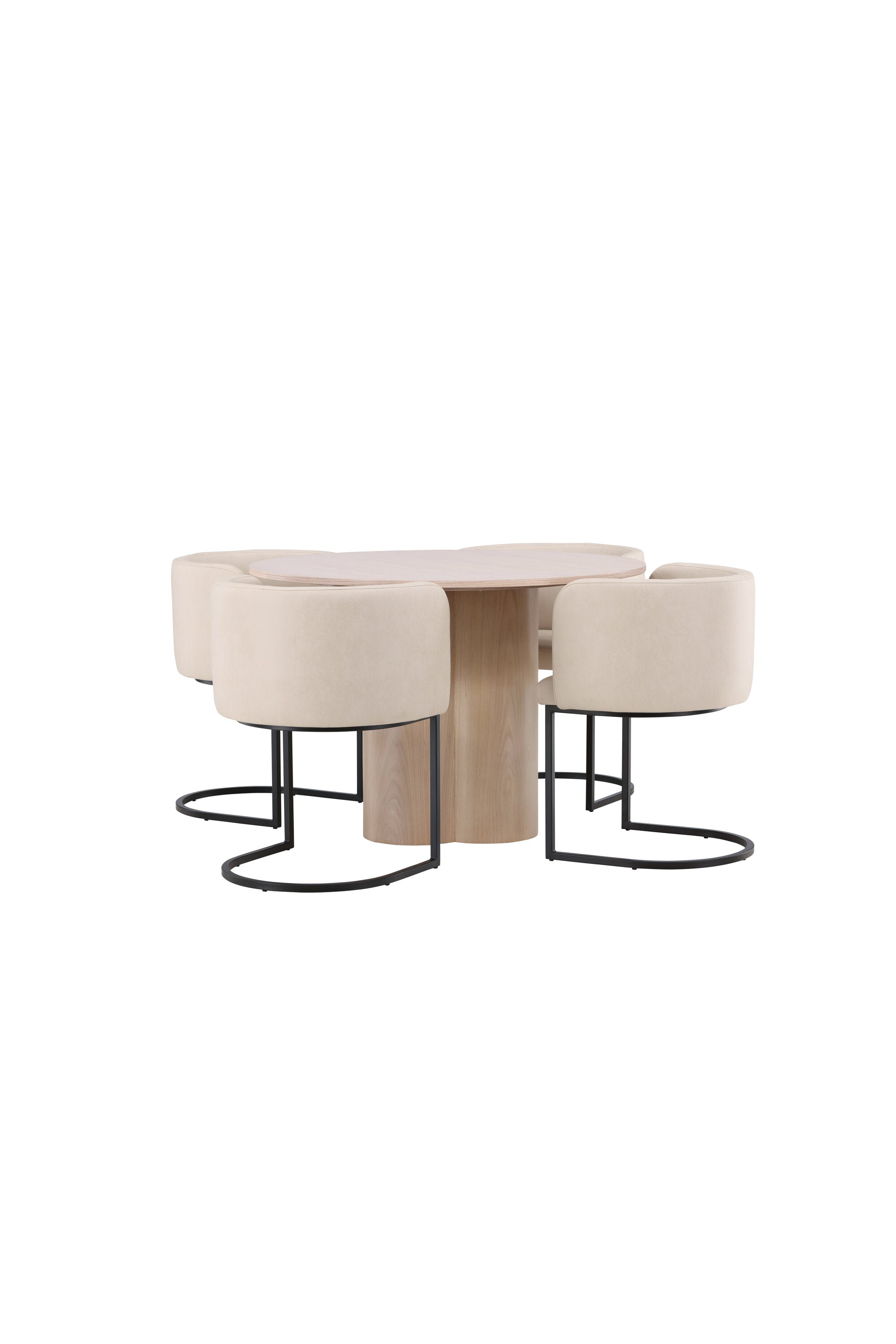 Olivia Esszimmer Set + Simrishamn ⌀110cm/4St. in Natur / Beige / Schwarz präsentiert im Onlineshop von KAQTU Design AG. Esszimmerset ist von Venture Home