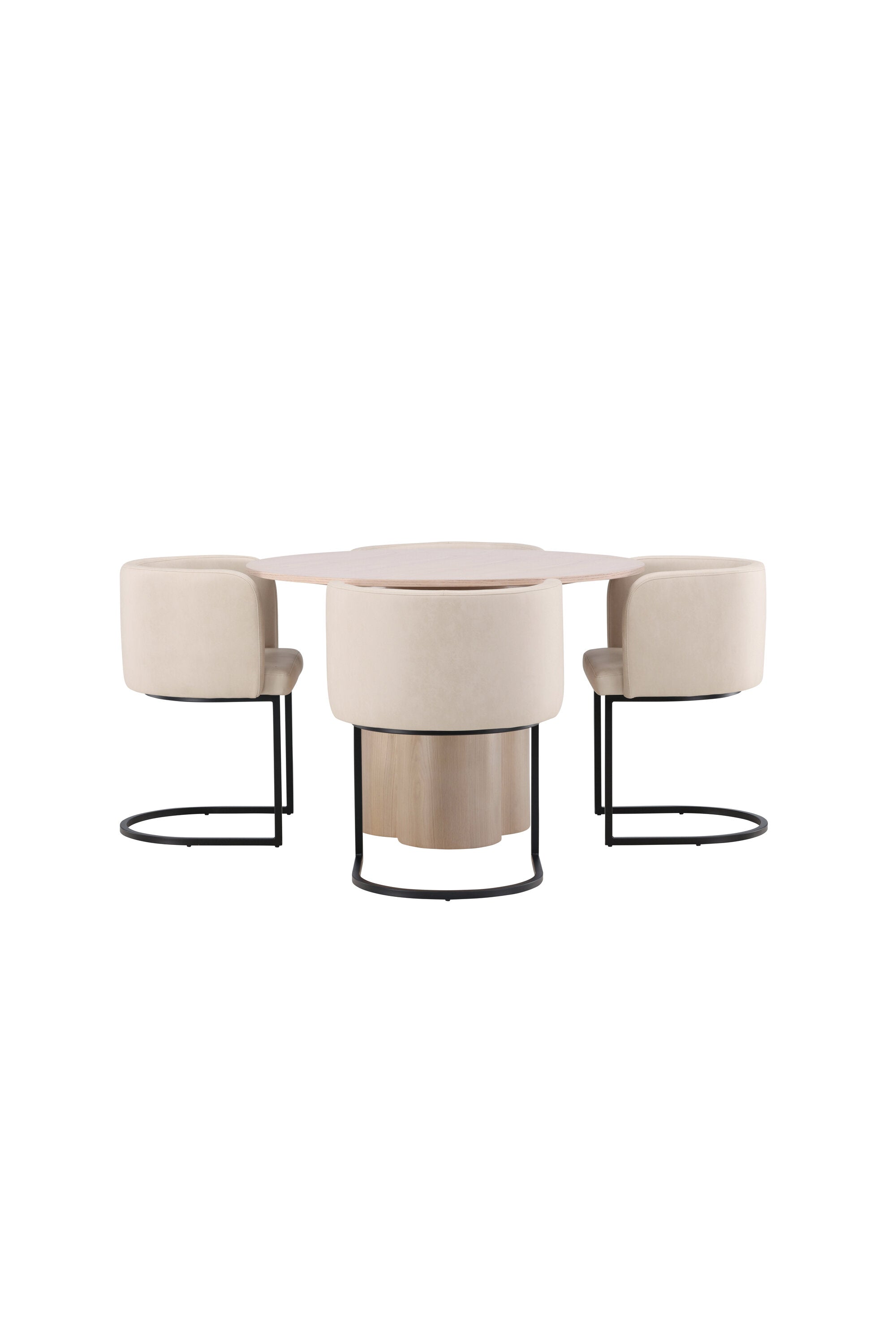 Olivia Esszimmer Set + Simrishamn ⌀110cm/4St. in Natur / Beige / Schwarz präsentiert im Onlineshop von KAQTU Design AG. Esszimmerset ist von Venture Home