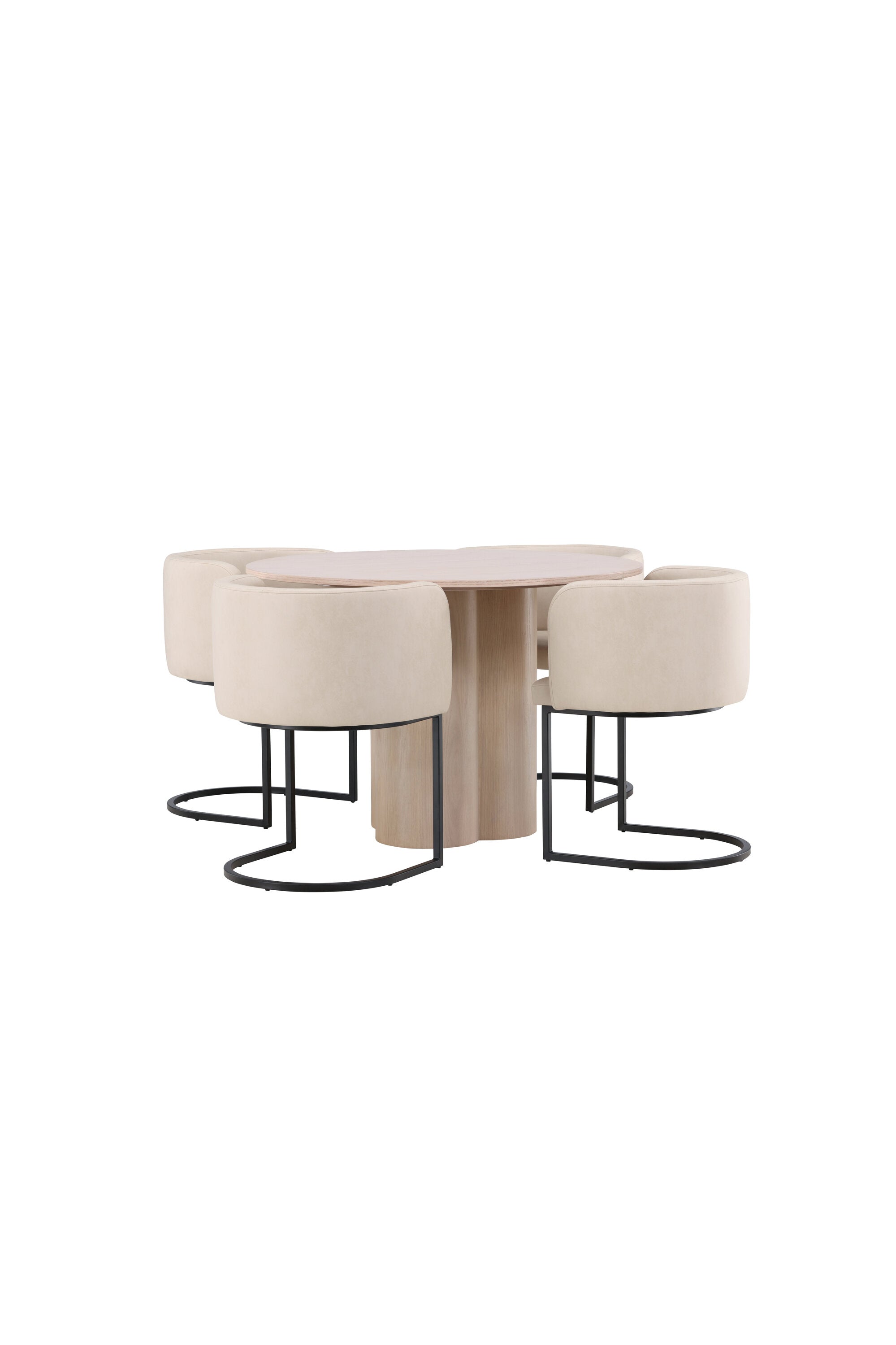 Olivia Esszimmer Set + Simrishamn ⌀110cm/4St. in Natur / Beige / Schwarz präsentiert im Onlineshop von KAQTU Design AG. Esszimmerset ist von Venture Home