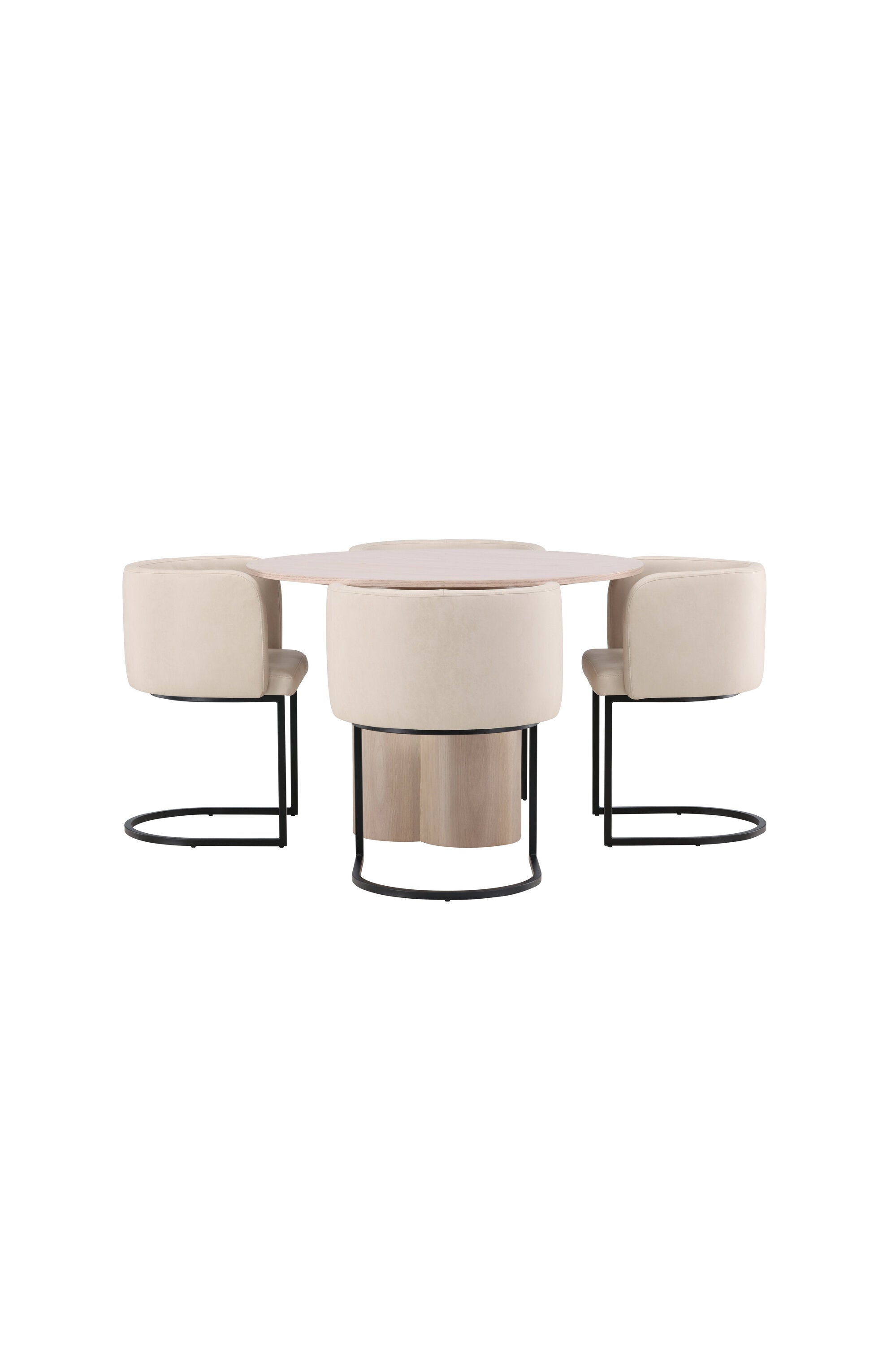 Olivia Esszimmer Set + Simrishamn ⌀110cm/4St. in Natur / Beige / Schwarz präsentiert im Onlineshop von KAQTU Design AG. Esszimmerset ist von Venture Home