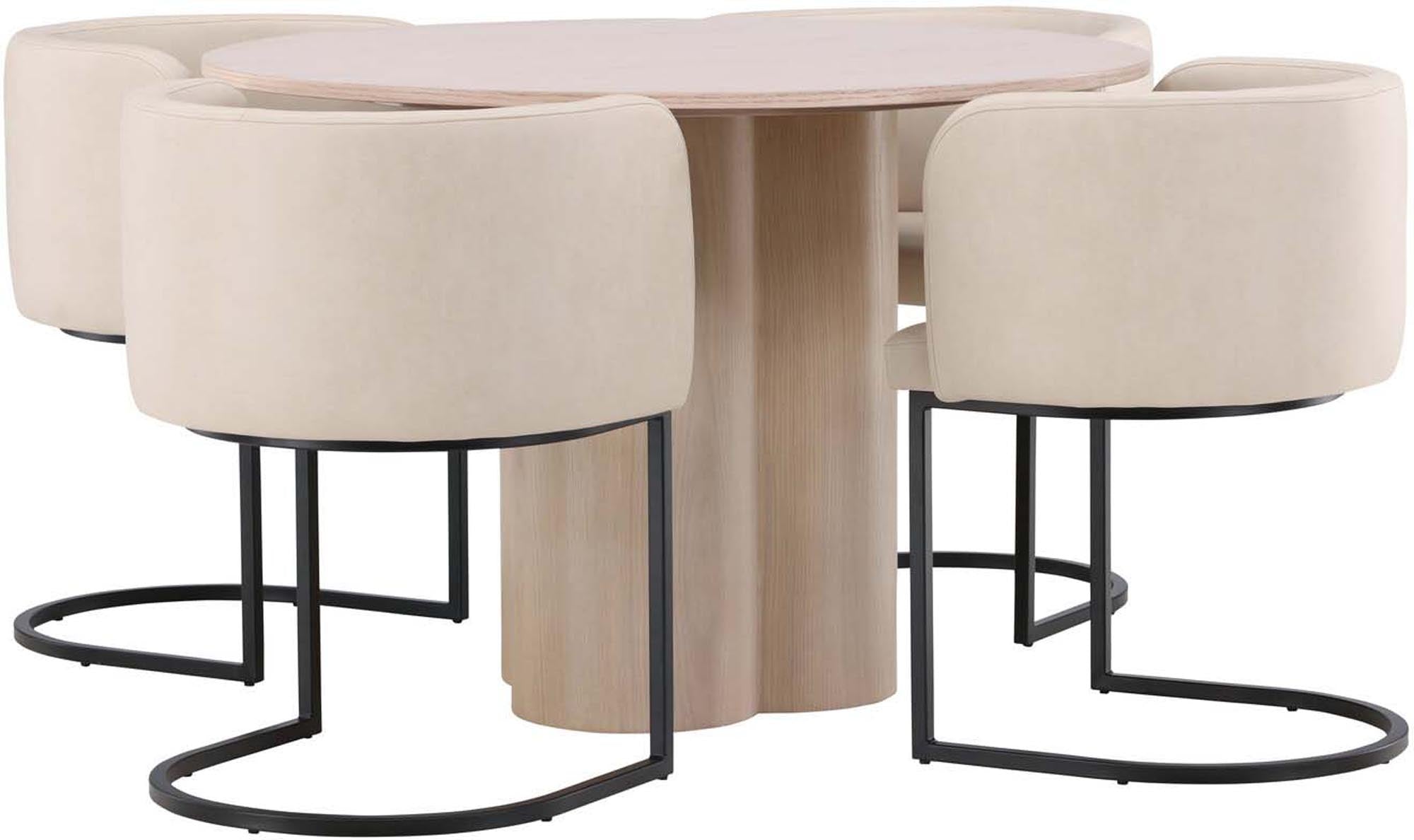 Elegantes Olivia Esszimmer Set für 4, rund, 110cm, von Venture Home.