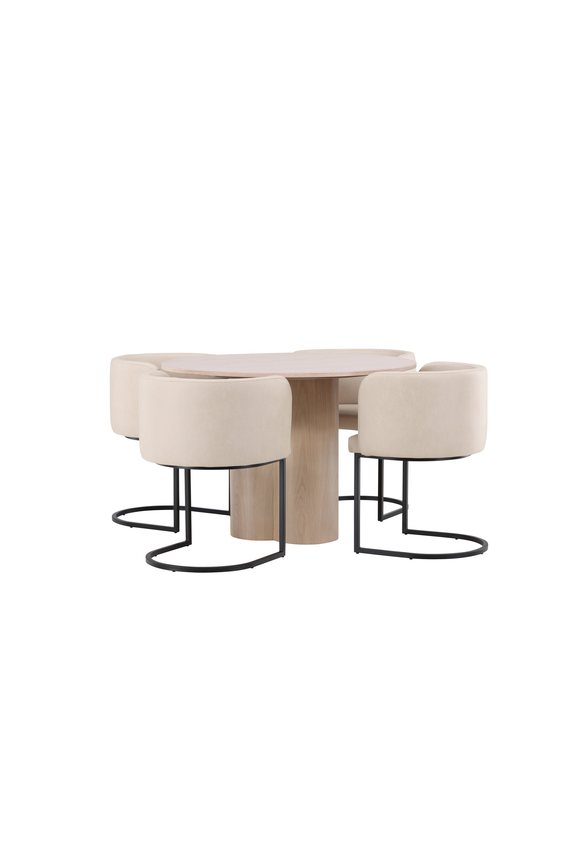 Olivia Esszimmer Set + Simrishamn ⌀110cm/4St. in Natur / Beige / Schwarz präsentiert im Onlineshop von KAQTU Design AG. Esszimmerset ist von Venture Home