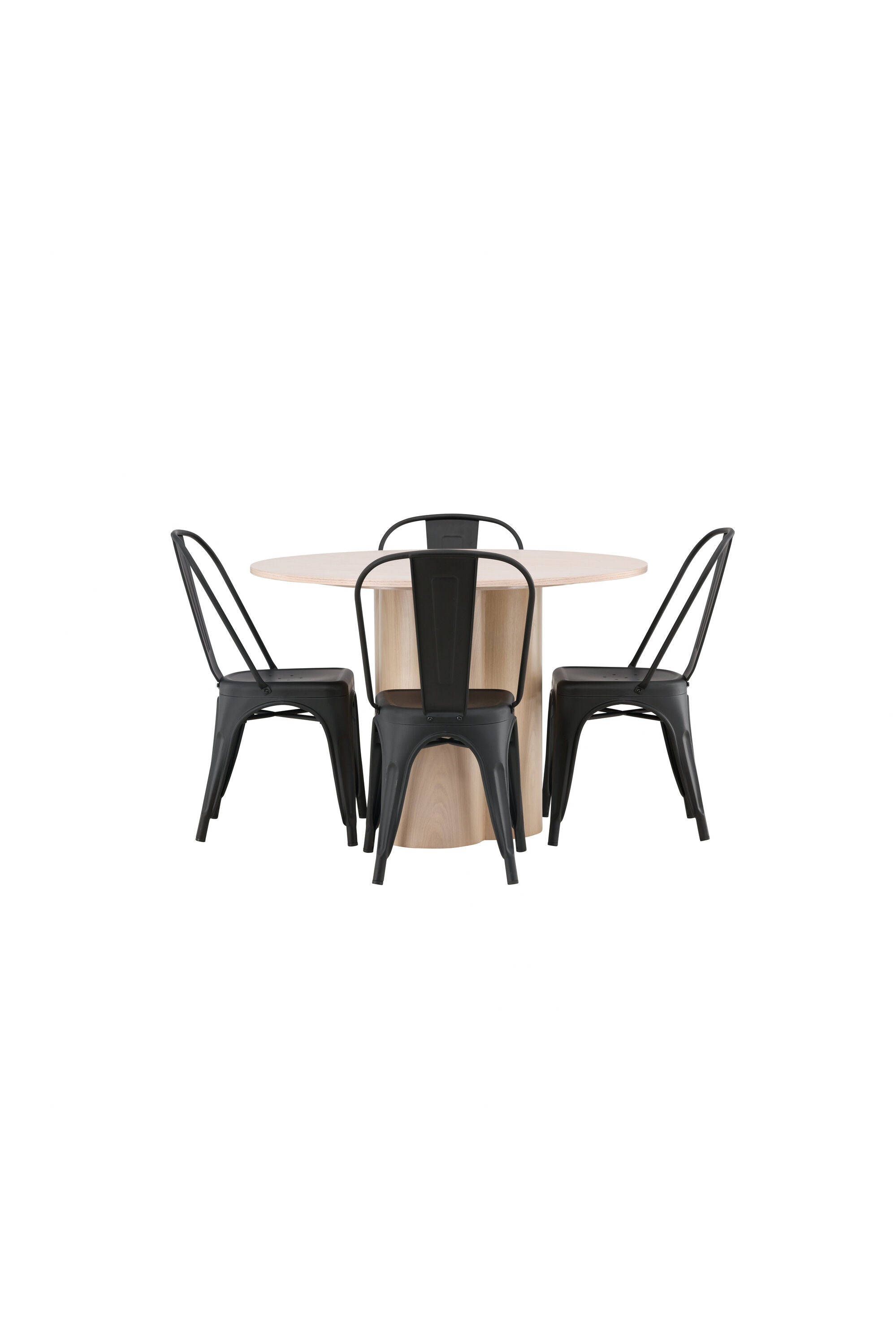 Olivia Esszimmer Set + Tempe ⌀110cm/4St. in Natur / Schwarz präsentiert im Onlineshop von KAQTU Design AG. Esszimmerset ist von Venture Home