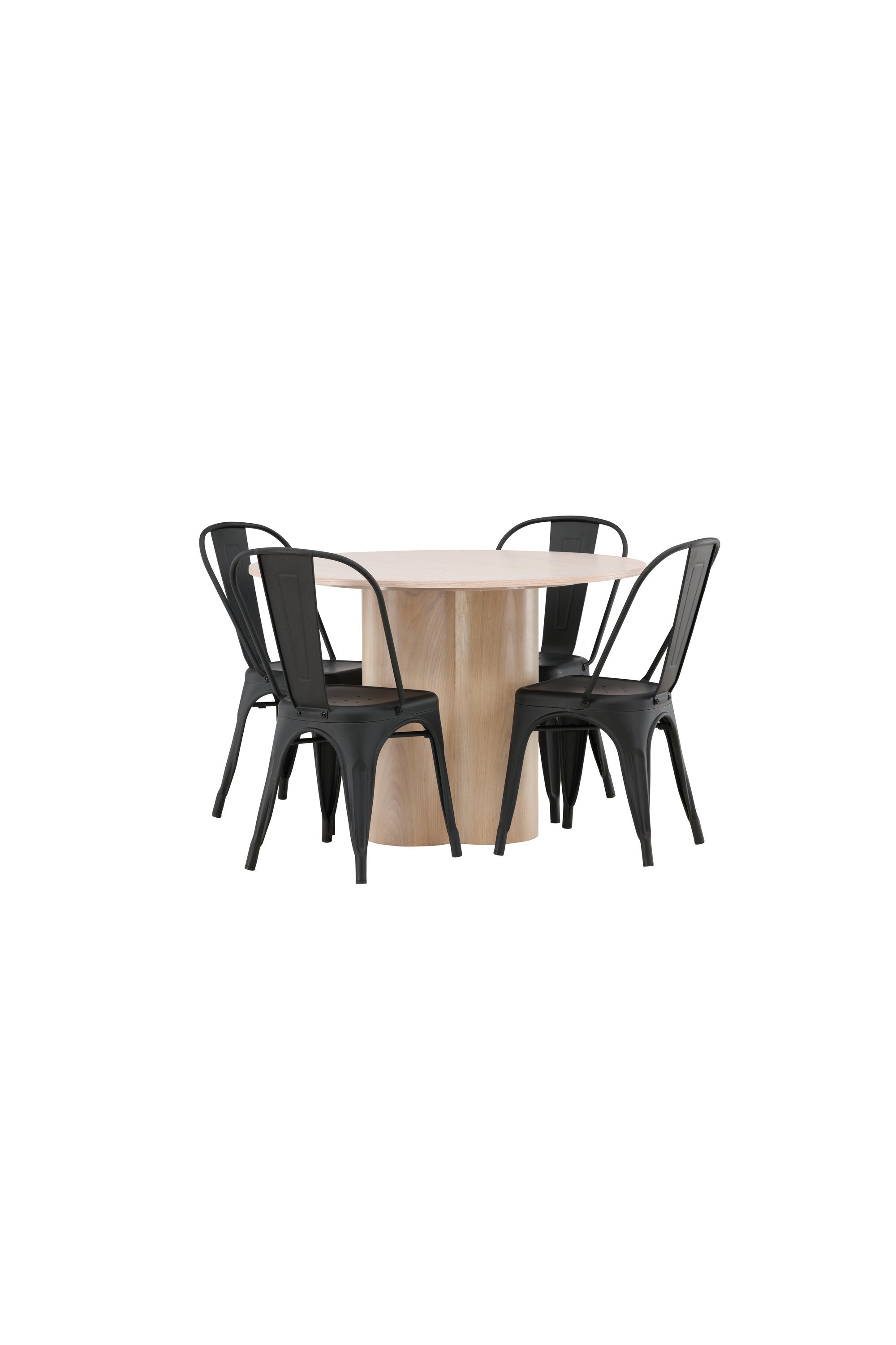 Olivia Esszimmer Set + Tempe ⌀110cm/4St. in Natur / Schwarz präsentiert im Onlineshop von KAQTU Design AG. Esszimmerset ist von Venture Home