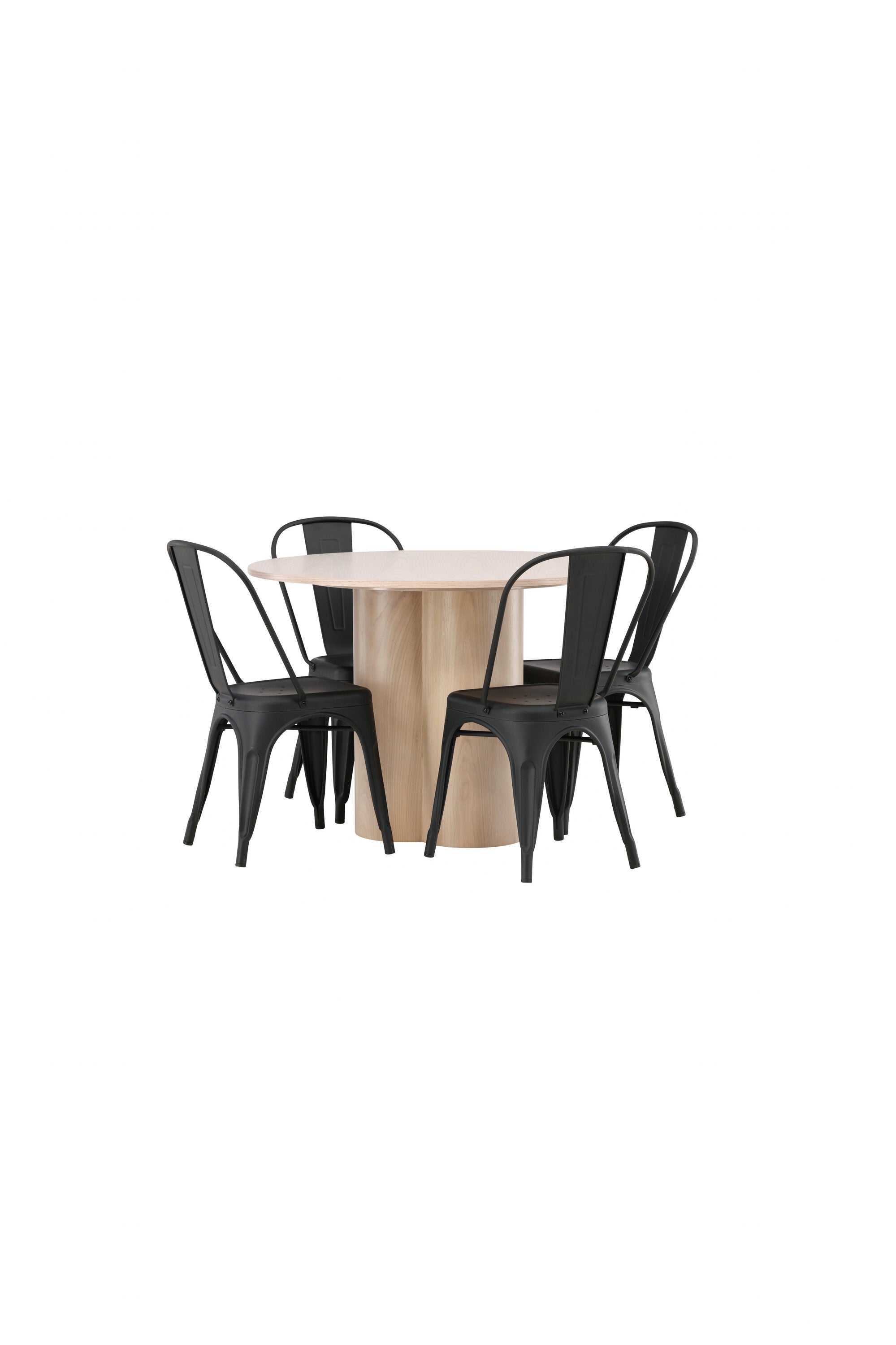 Olivia Esszimmer Set + Tempe ⌀110cm/4St. in Natur / Schwarz präsentiert im Onlineshop von KAQTU Design AG. Esszimmerset ist von Venture Home