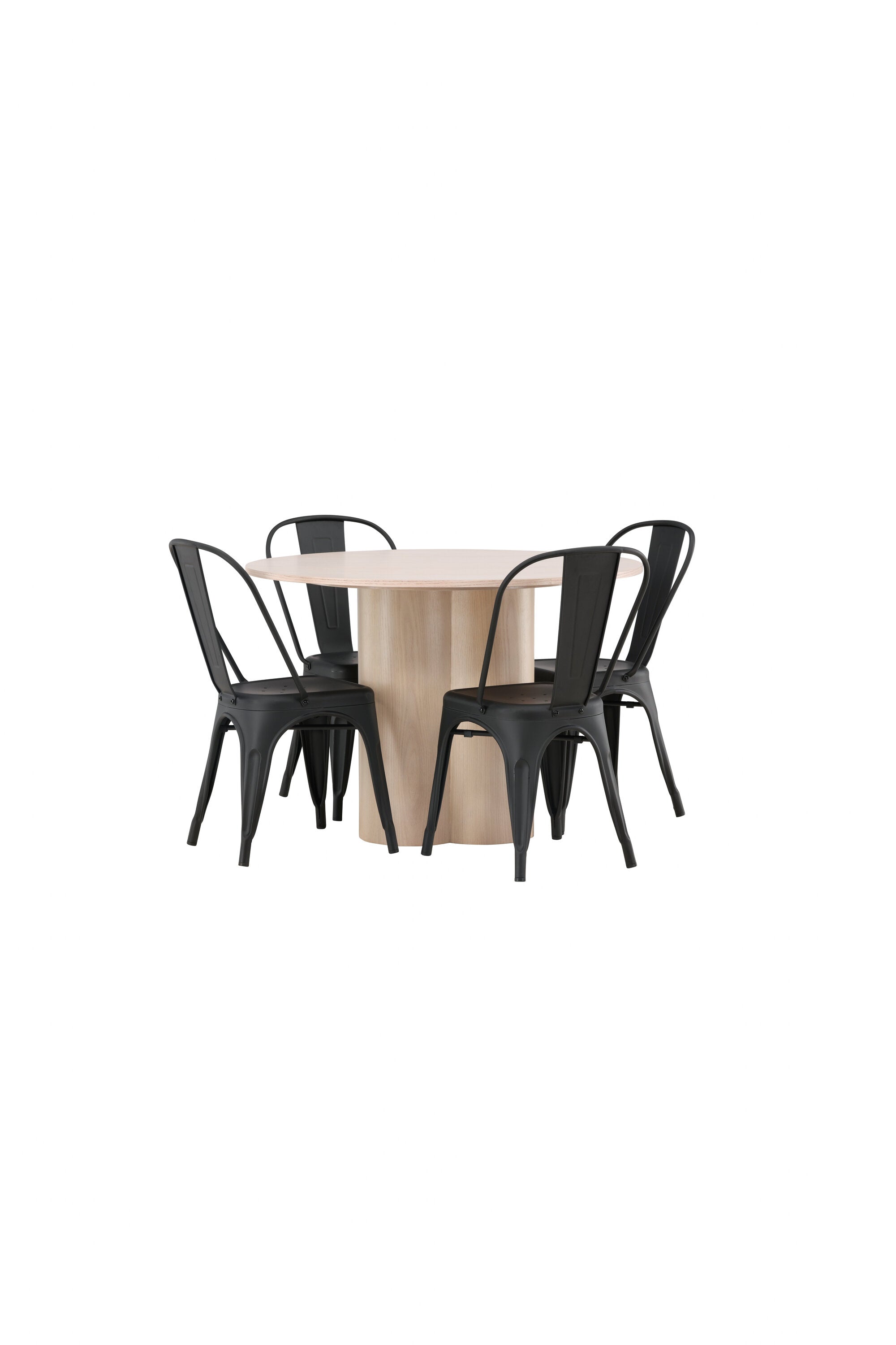 Olivia Esszimmer Set + Tempe ⌀110cm/4St. in Natur / Schwarz präsentiert im Onlineshop von KAQTU Design AG. Esszimmerset ist von Venture Home