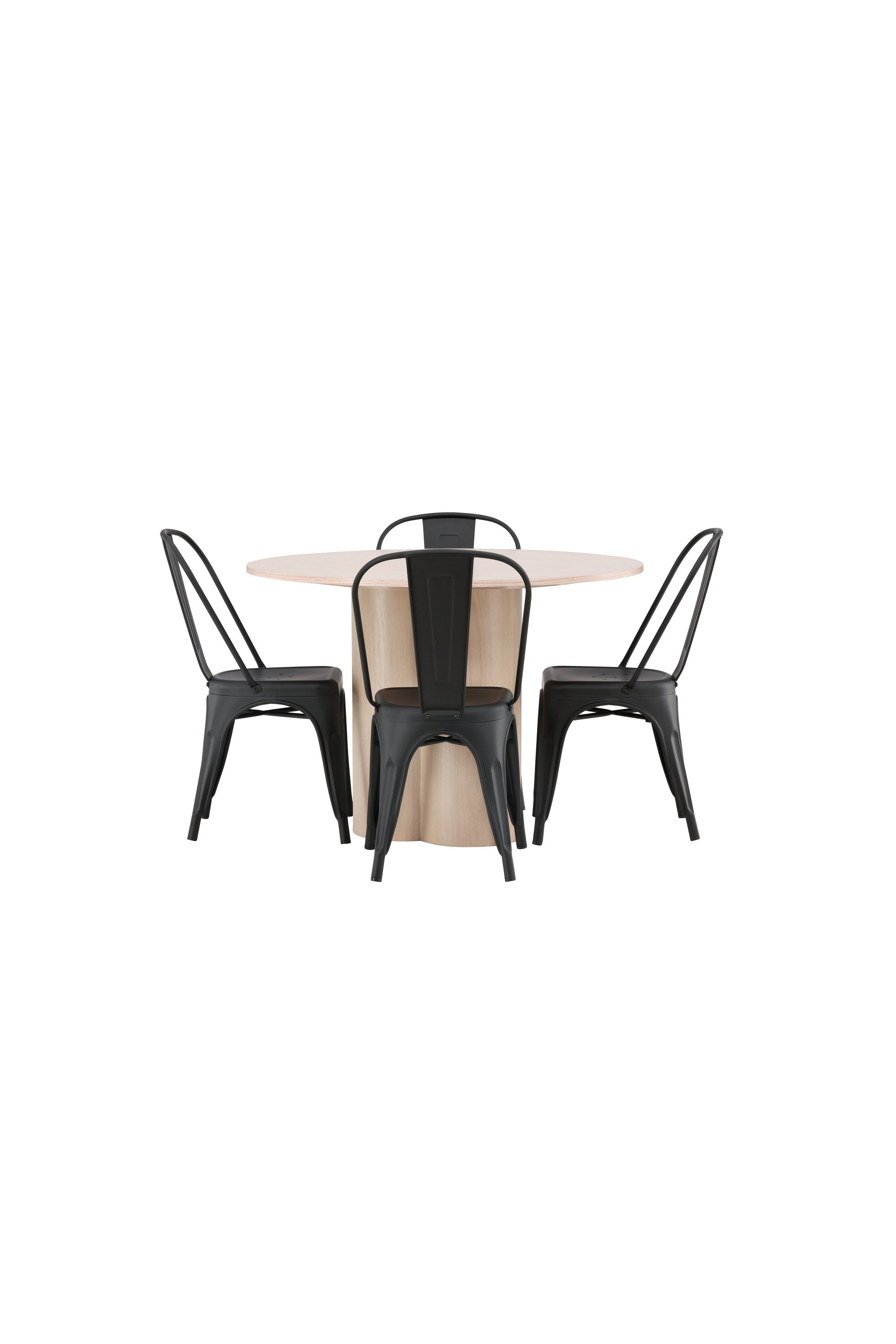 Olivia Esszimmer Set + Tempe ⌀110cm/4St. in Natur / Schwarz präsentiert im Onlineshop von KAQTU Design AG. Esszimmerset ist von Venture Home