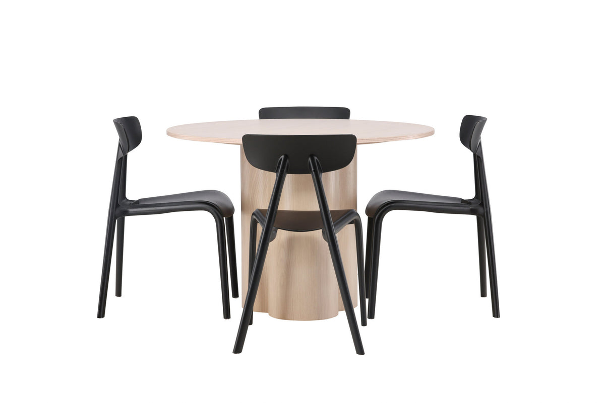 Olivia Esszimmer Set + Ursholmen ⌀110cm/4St. in Natur / Schwarz präsentiert im Onlineshop von KAQTU Design AG. Esszimmerset ist von Venture Home