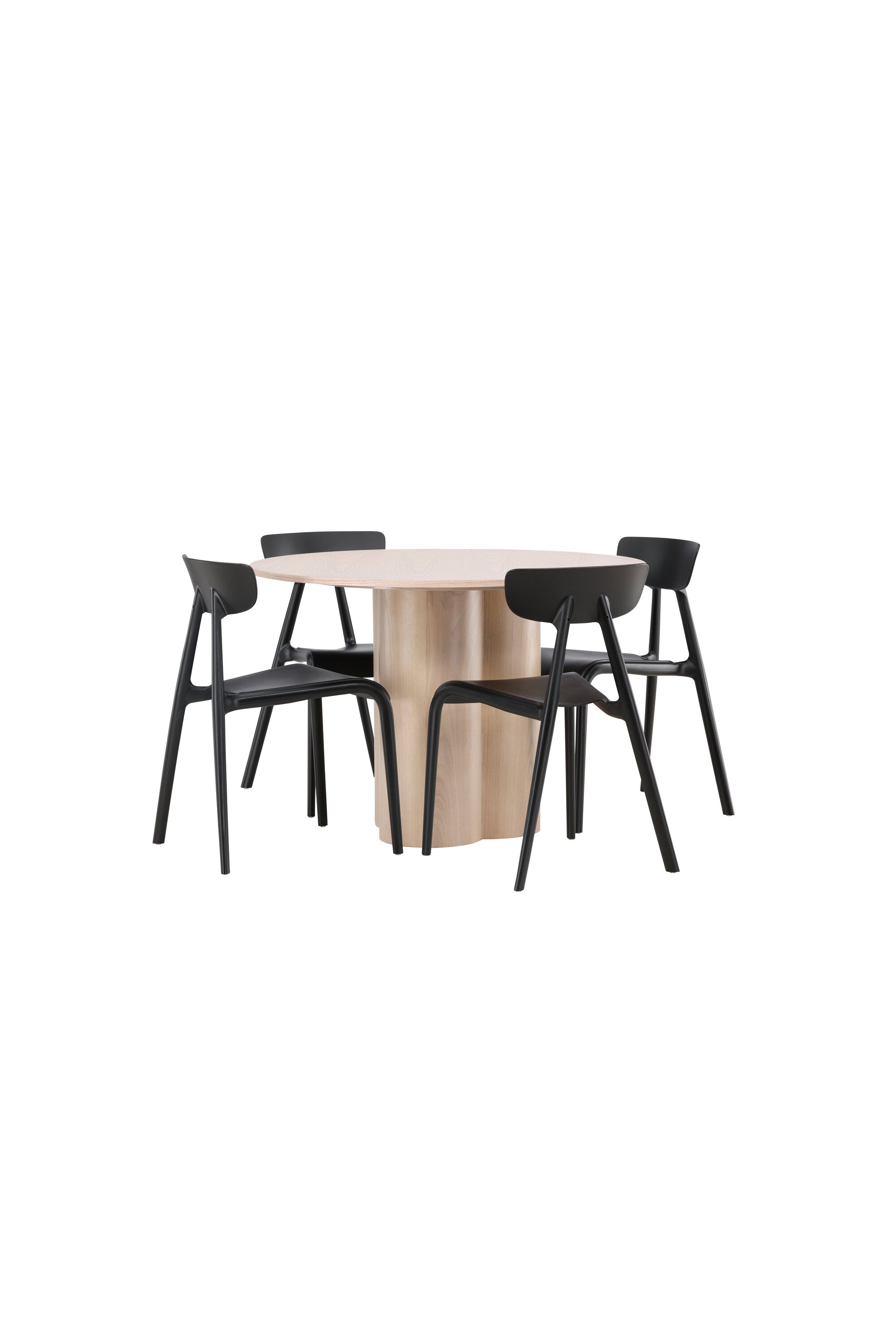 Olivia Esszimmer Set + Ursholmen ⌀110cm/4St. in Natur / Schwarz präsentiert im Onlineshop von KAQTU Design AG. Esszimmerset ist von Venture Home
