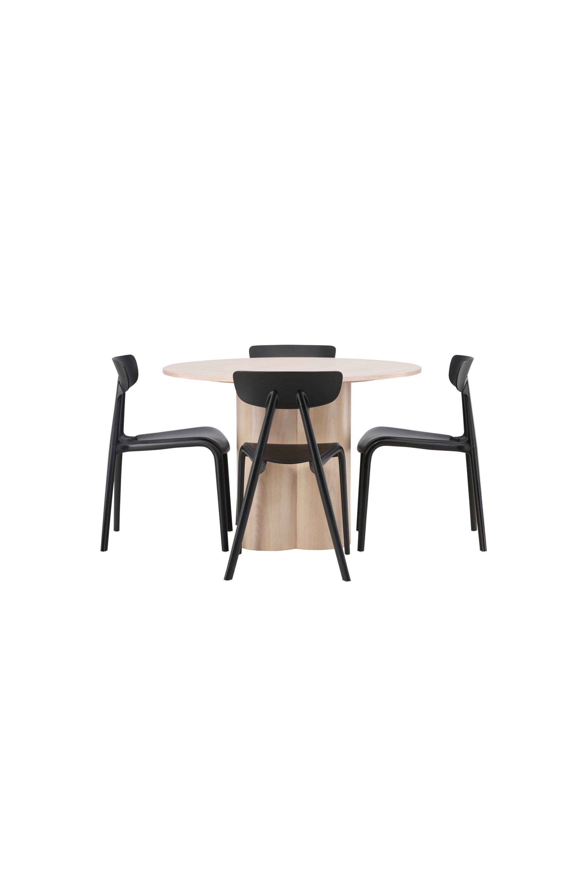 Olivia Esszimmer Set + Ursholmen ⌀110cm/4St. in Natur / Schwarz präsentiert im Onlineshop von KAQTU Design AG. Esszimmerset ist von Venture Home