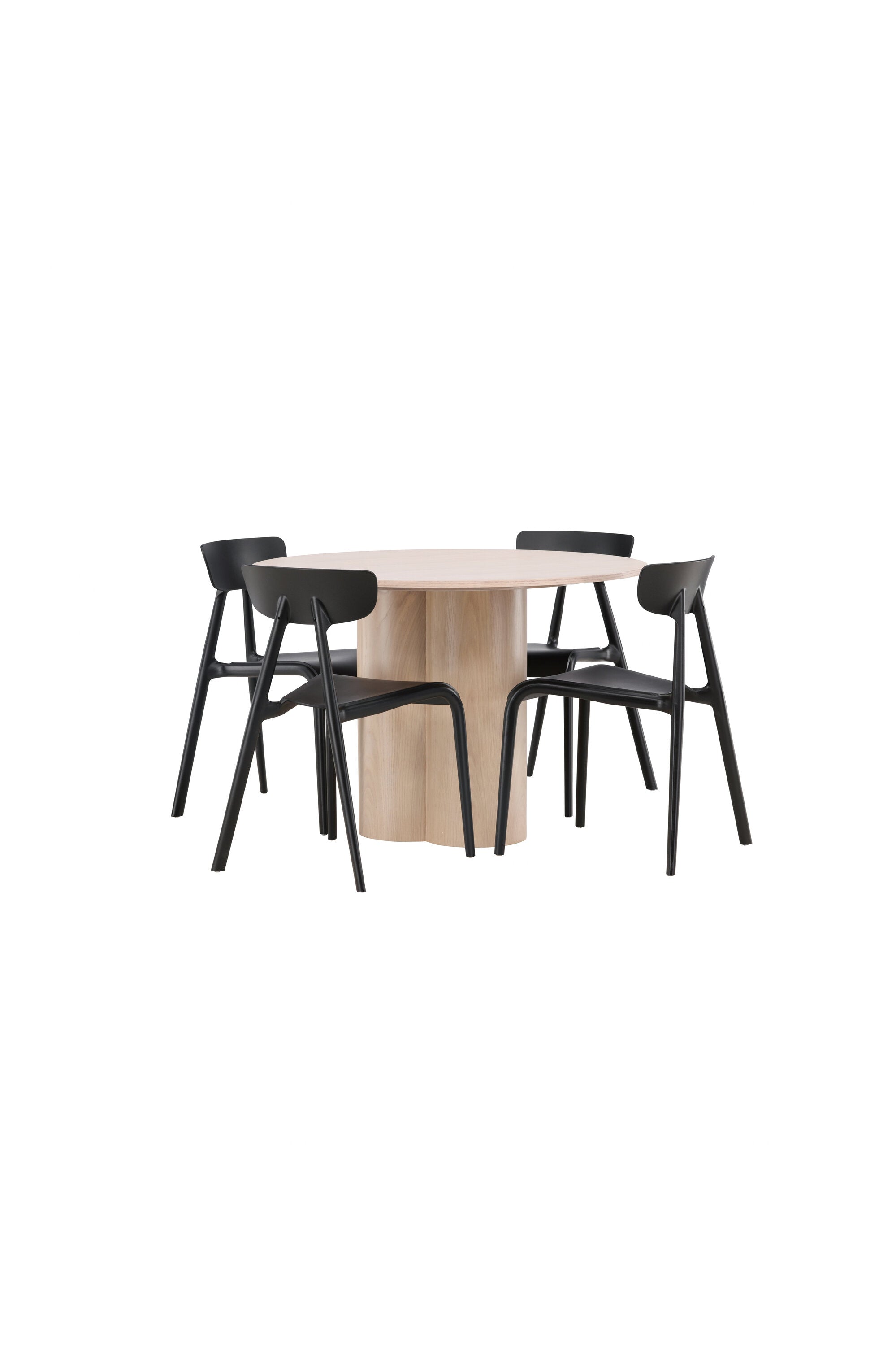 Olivia Esszimmer Set + Ursholmen ⌀110cm/4St. in Natur / Schwarz präsentiert im Onlineshop von KAQTU Design AG. Esszimmerset ist von Venture Home