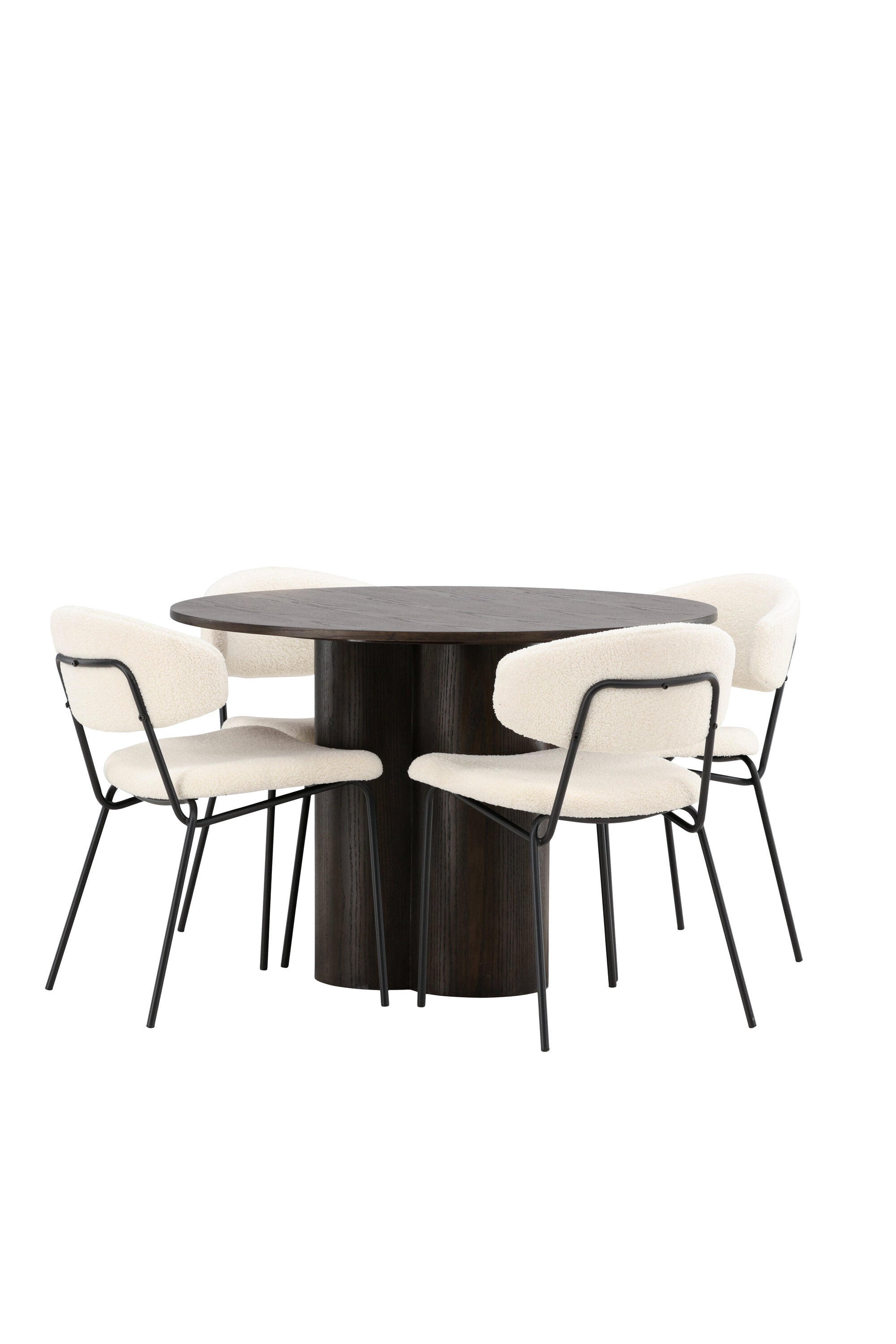 Olivia Esszimmer Set + Chico ⌀110cm/4St. in Braun / Weiss präsentiert im Onlineshop von KAQTU Design AG. Esszimmerset ist von Venture Home