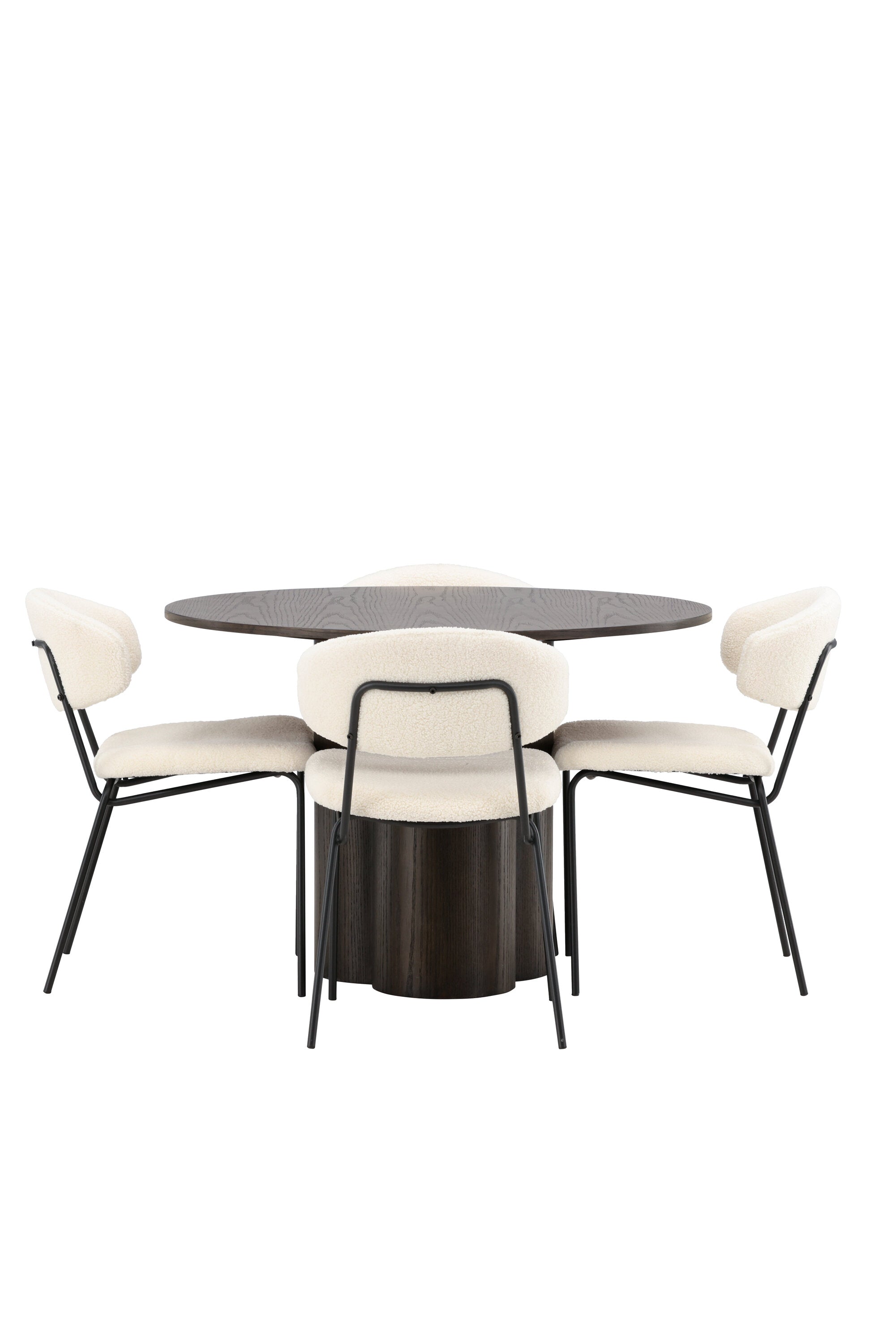Olivia Esszimmer Set + Chico ⌀110cm/4St. in Braun / Weiss präsentiert im Onlineshop von KAQTU Design AG. Esszimmerset ist von Venture Home