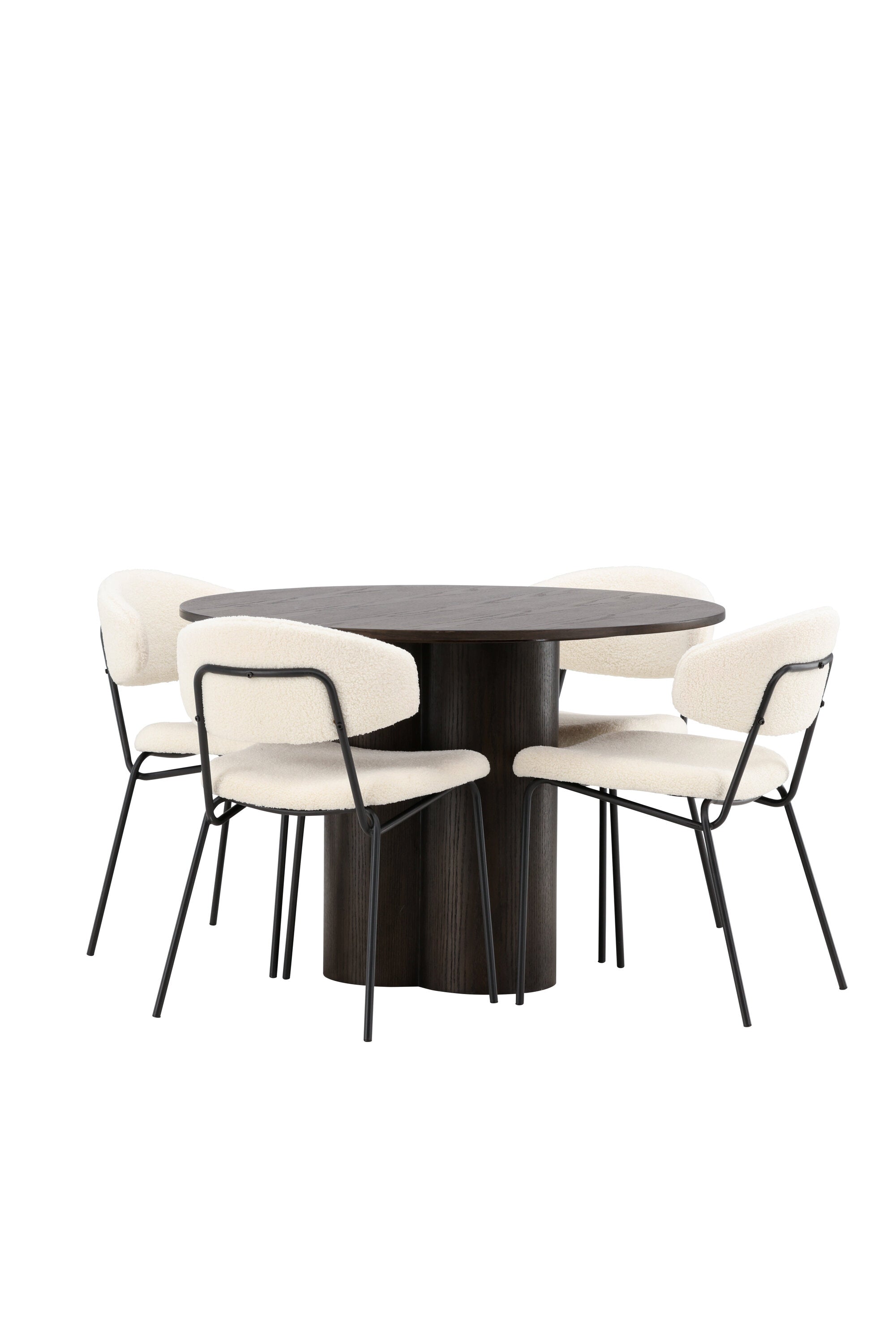 Olivia Esszimmer Set + Chico ⌀110cm/4St. in Braun / Weiss präsentiert im Onlineshop von KAQTU Design AG. Esszimmerset ist von Venture Home