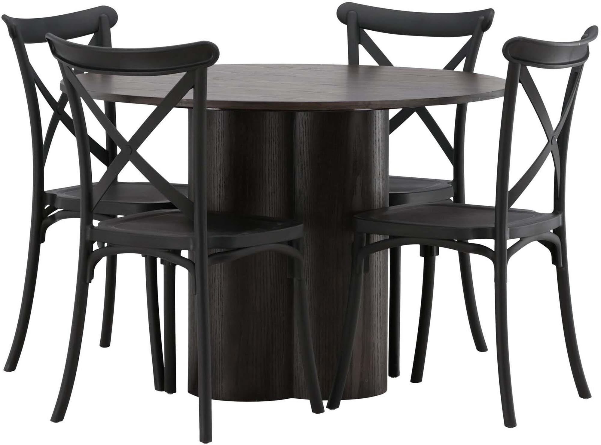 Modernes Olivia Esszimmer Set mit Crosett Tisch und 4 Stühlen.