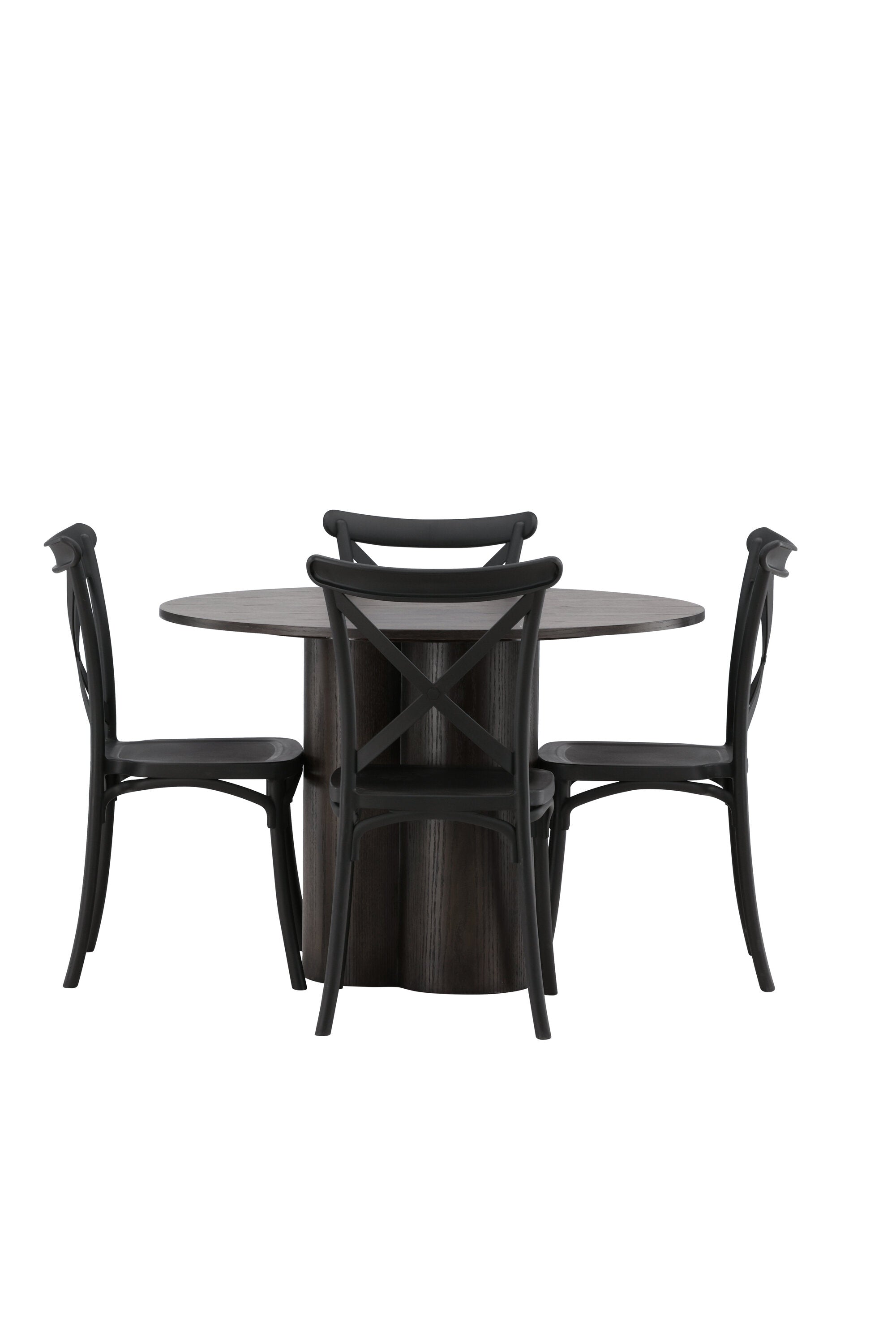 Olivia Esszimmer Set + Crosett ⌀110cm/4St. in Braun / Schwarz präsentiert im Onlineshop von KAQTU Design AG. Esszimmerset ist von Venture Home