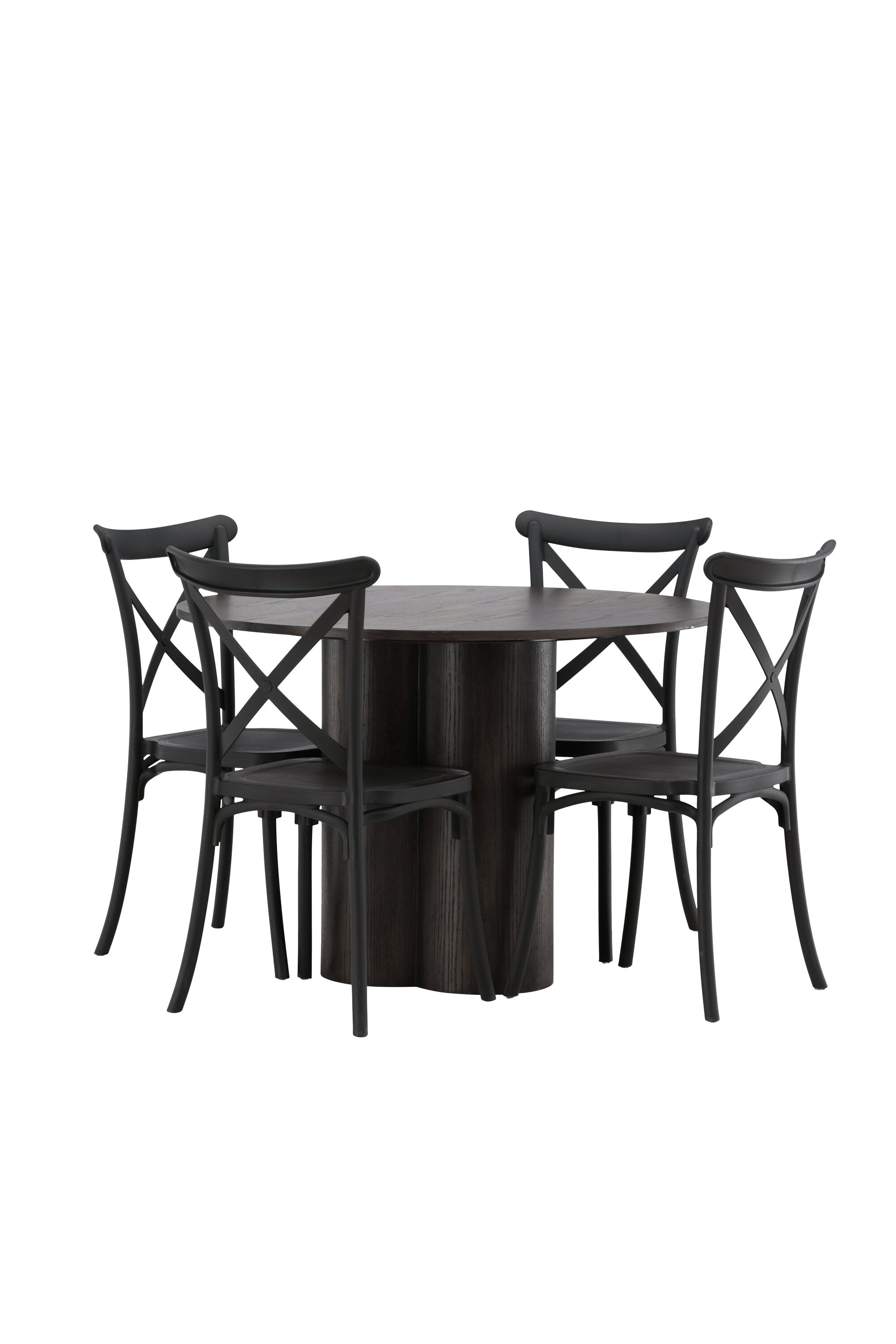Olivia Esszimmer Set + Crosett ⌀110cm/4St. in Braun / Schwarz präsentiert im Onlineshop von KAQTU Design AG. Esszimmerset ist von Venture Home