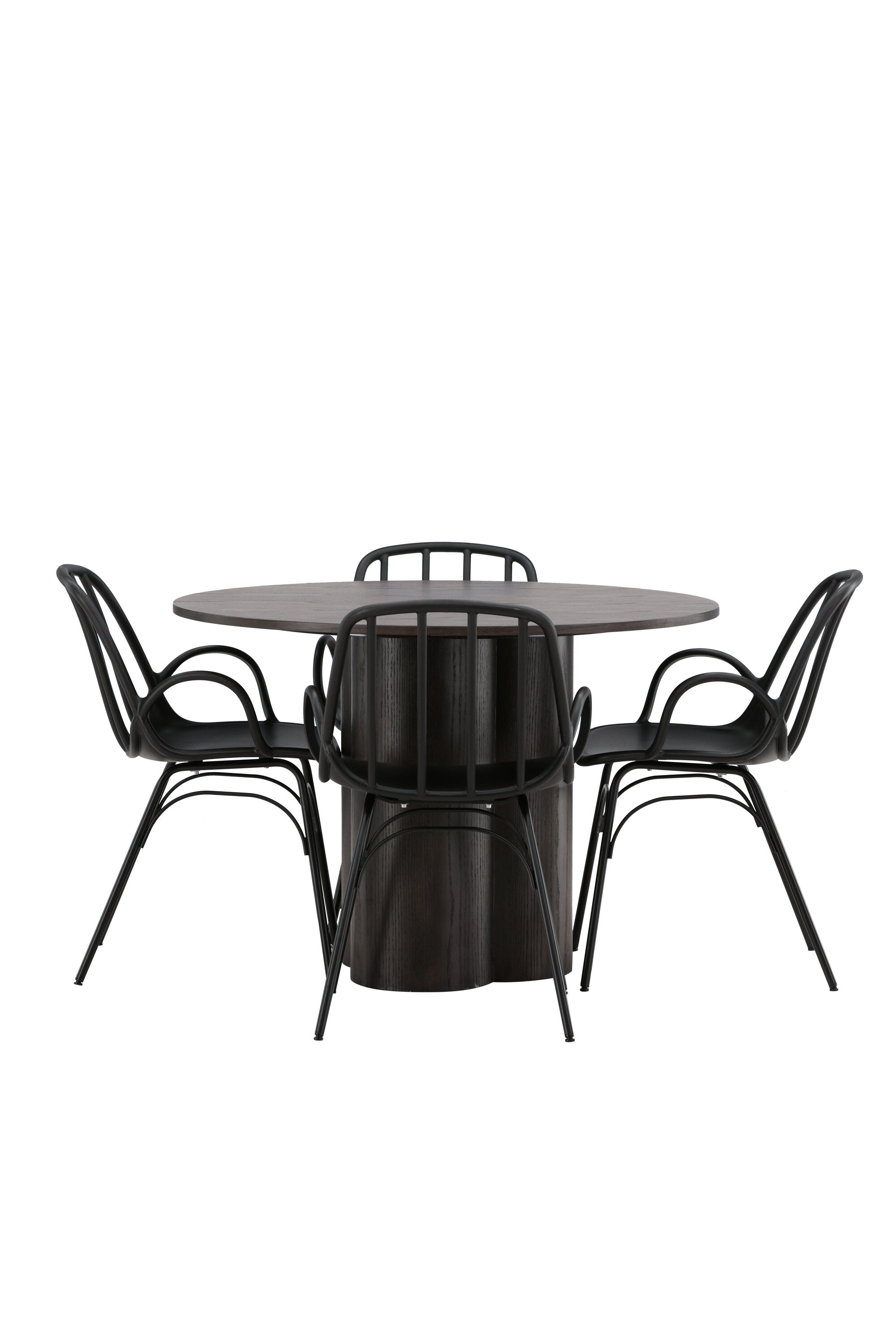 Olivia Esszimmerset + Dyrön ⌀110cm/4St. in Braun / Schwarz präsentiert im Onlineshop von KAQTU Design AG. Esszimmerset ist von Venture Home