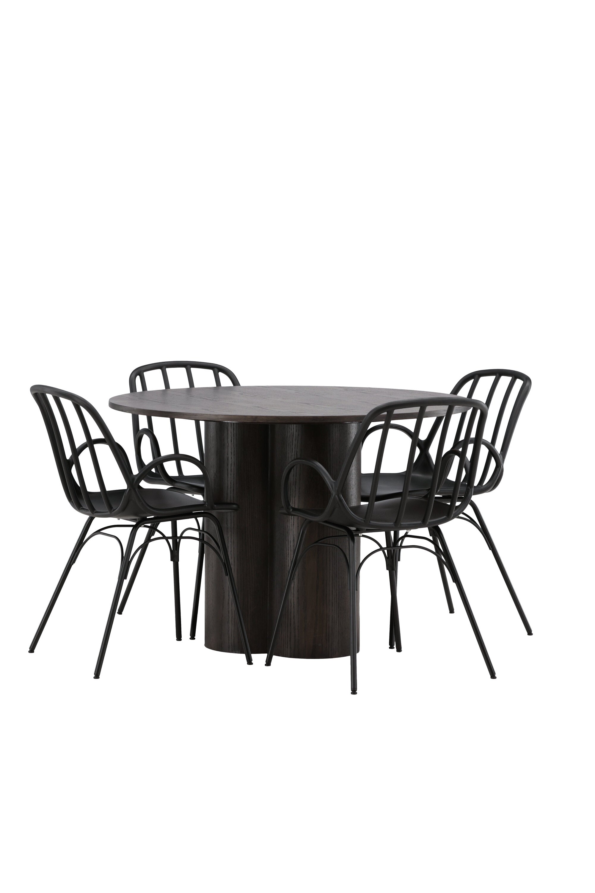 Olivia Esszimmerset + Dyrön ⌀110cm/4St. in Braun / Schwarz präsentiert im Onlineshop von KAQTU Design AG. Esszimmerset ist von Venture Home
