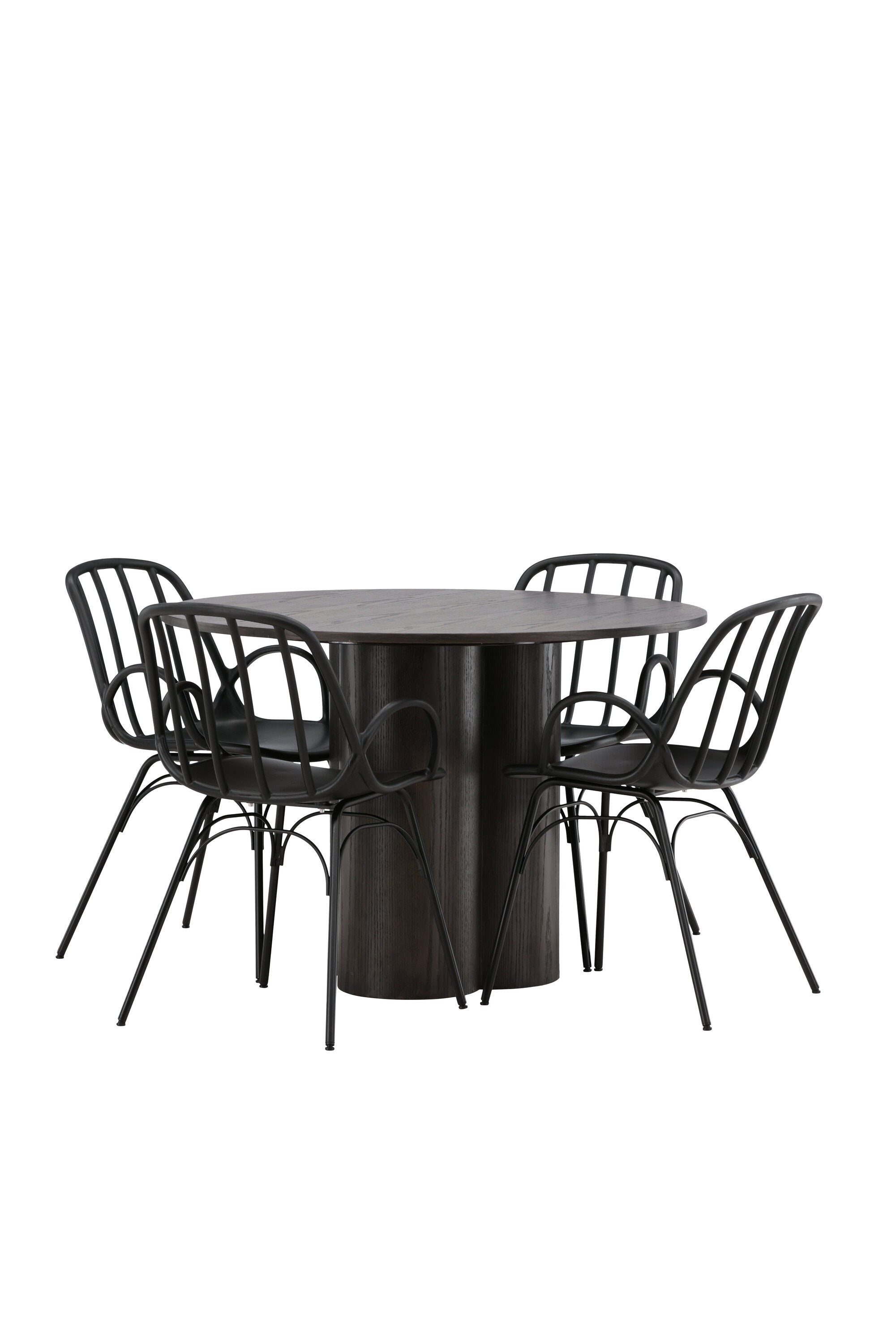 Olivia Esszimmerset + Dyrön ⌀110cm/4St. in Braun / Schwarz präsentiert im Onlineshop von KAQTU Design AG. Esszimmerset ist von Venture Home