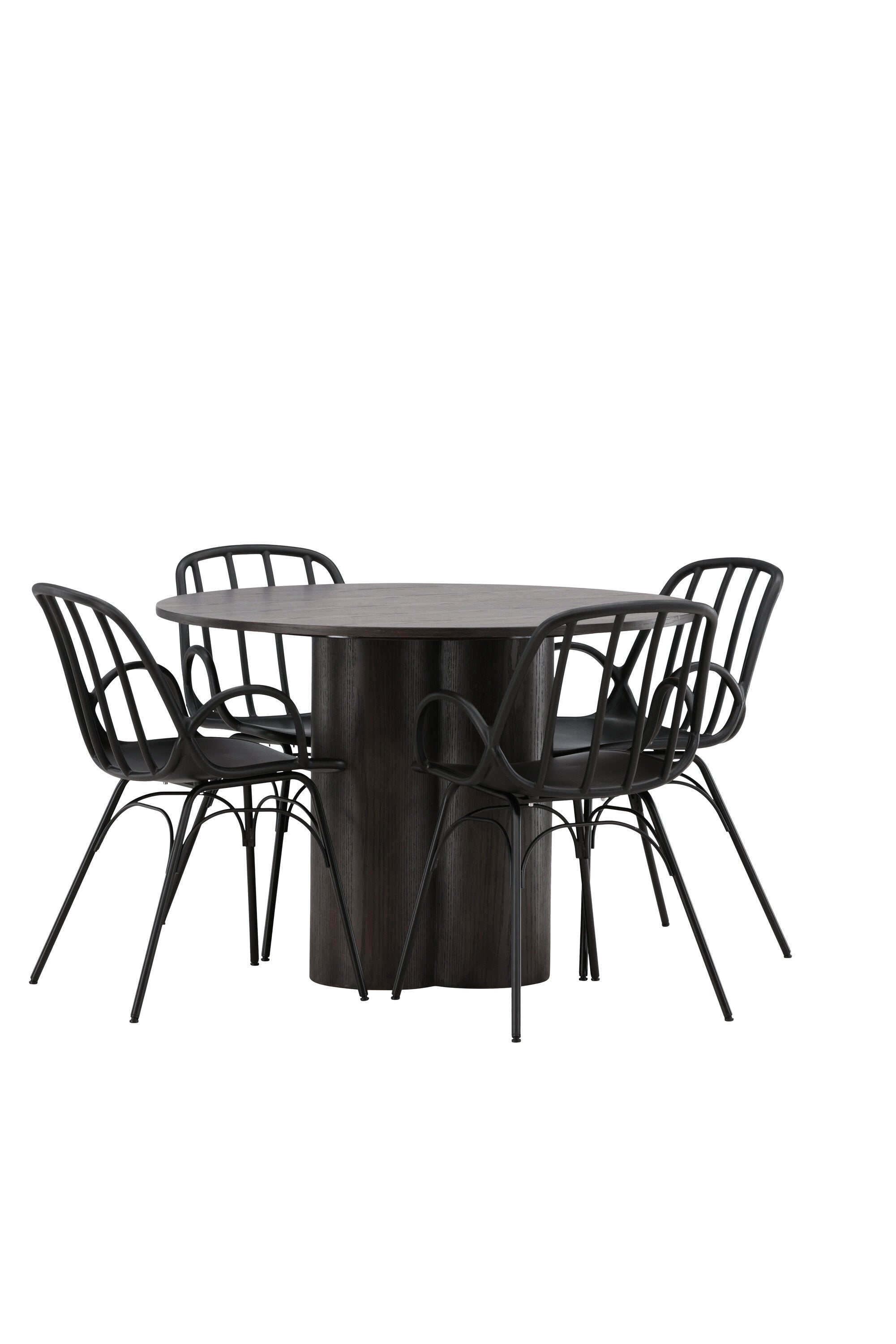 Olivia Esszimmerset + Dyrön ⌀110cm/4St. in Braun / Schwarz präsentiert im Onlineshop von KAQTU Design AG. Esszimmerset ist von Venture Home