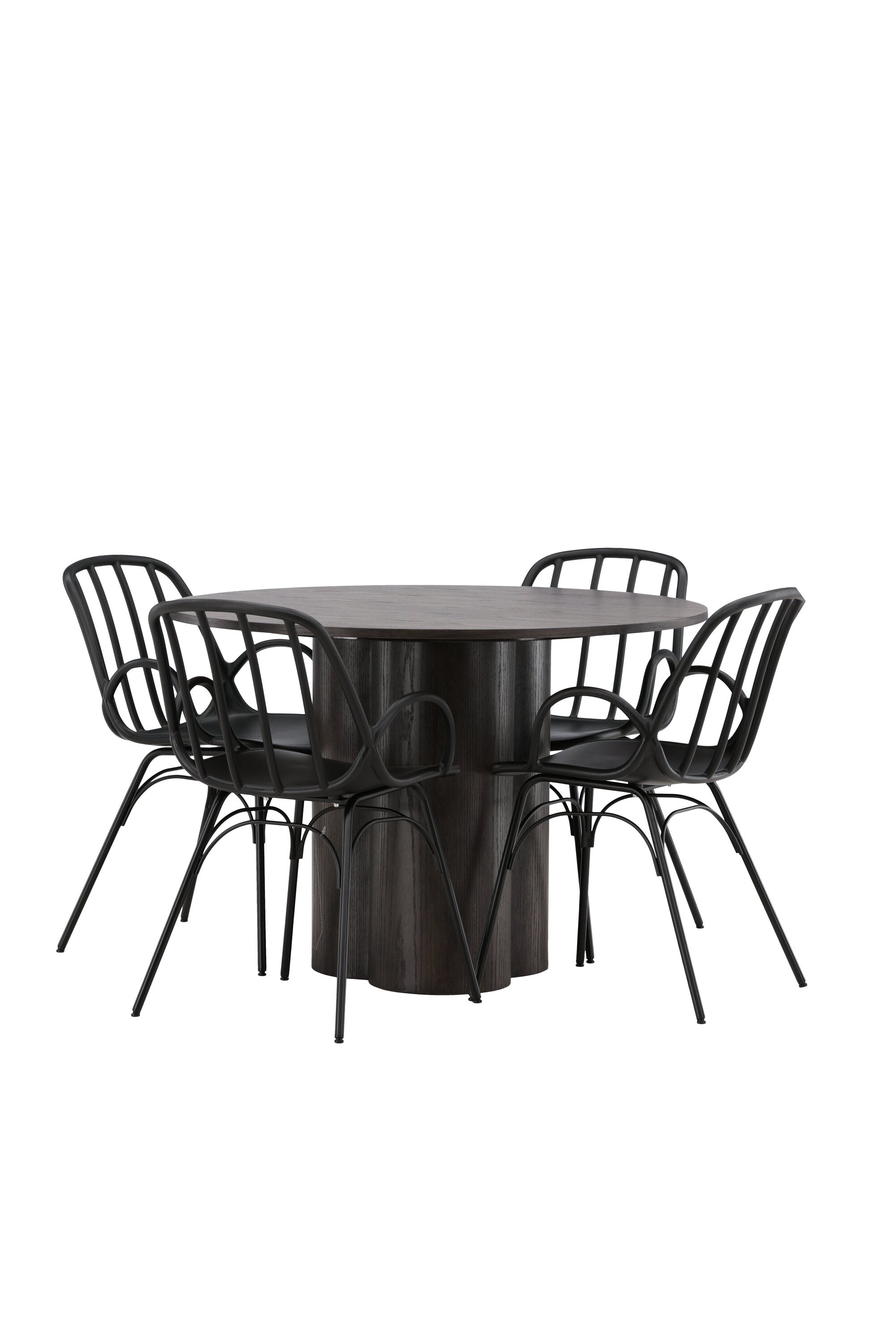 Olivia Esszimmerset + Dyrön ⌀110cm/4St. in Braun / Schwarz präsentiert im Onlineshop von KAQTU Design AG. Esszimmerset ist von Venture Home
