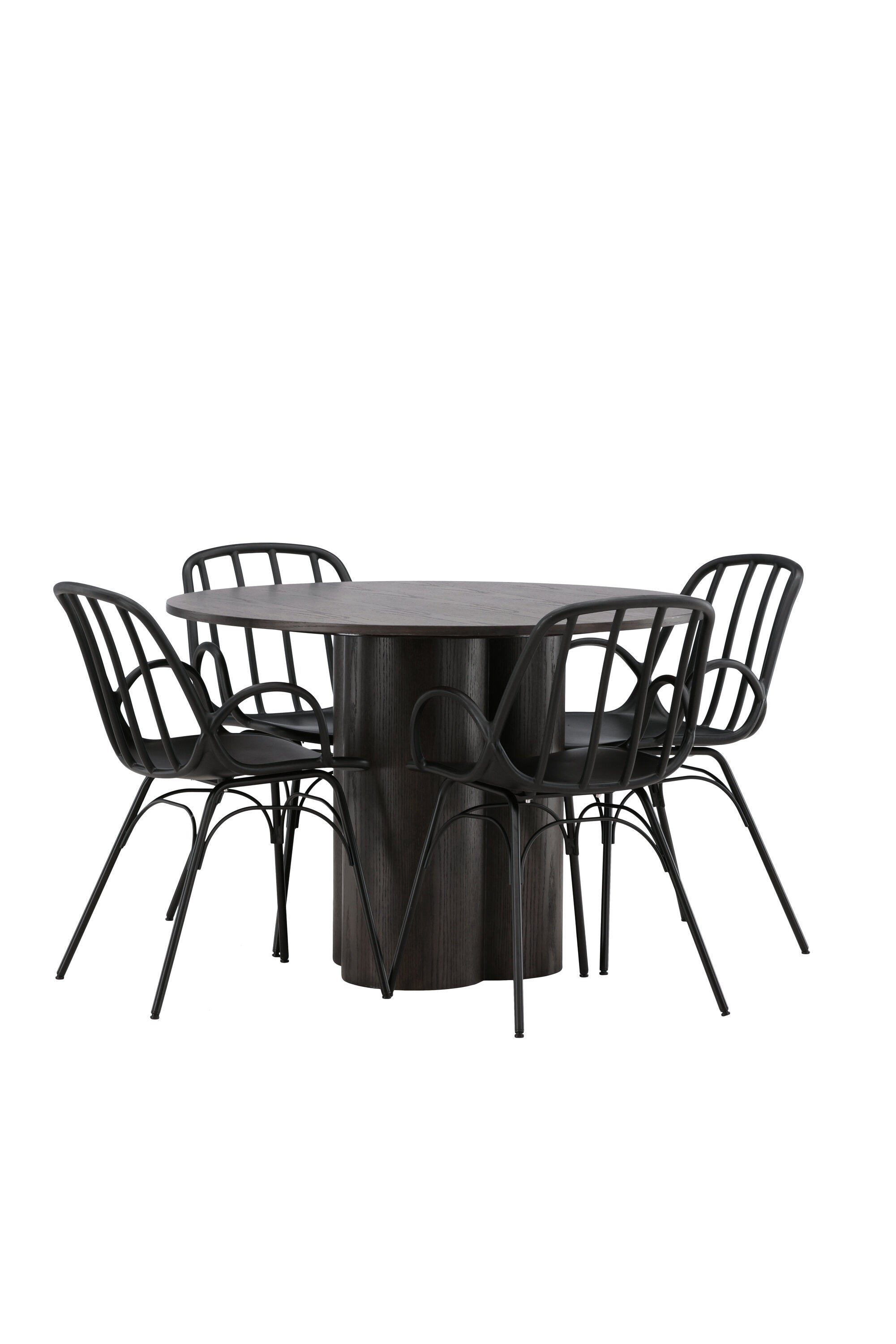 Olivia Esszimmerset + Dyrön ⌀110cm/4St. in Braun / Schwarz präsentiert im Onlineshop von KAQTU Design AG. Esszimmerset ist von Venture Home