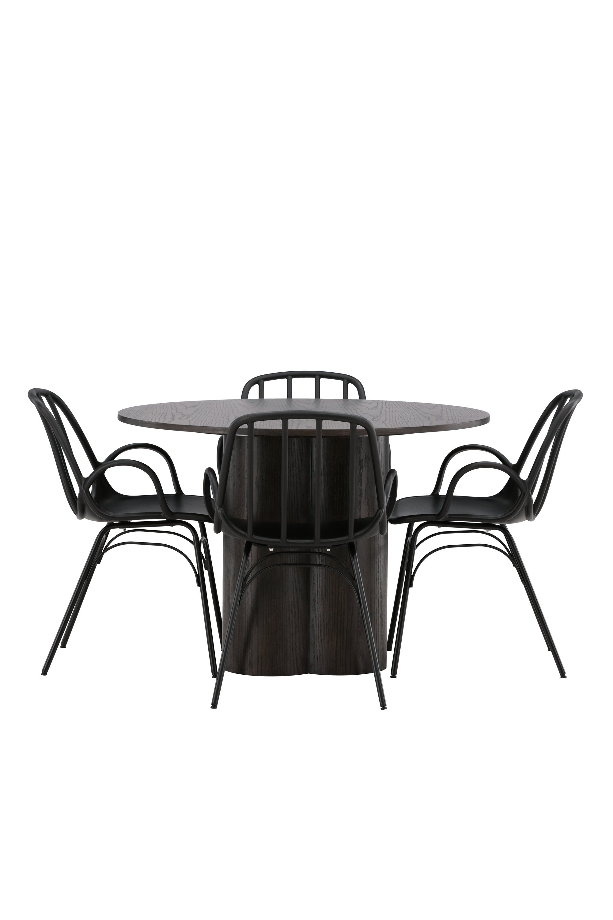 Olivia Esszimmerset + Dyrön ⌀110cm/4St. in Braun / Schwarz präsentiert im Onlineshop von KAQTU Design AG. Esszimmerset ist von Venture Home