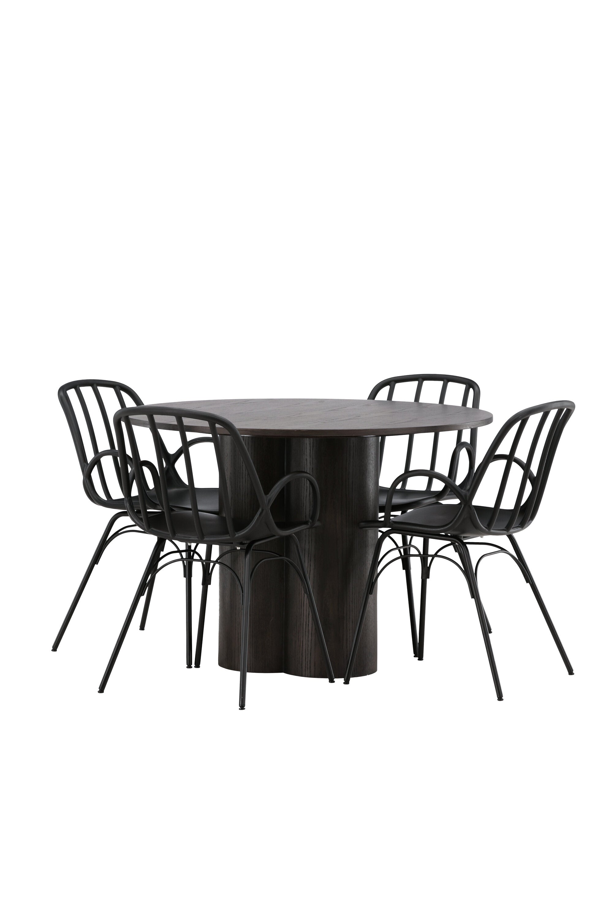 Olivia Esszimmerset + Dyrön ⌀110cm/4St. in Braun / Schwarz präsentiert im Onlineshop von KAQTU Design AG. Esszimmerset ist von Venture Home