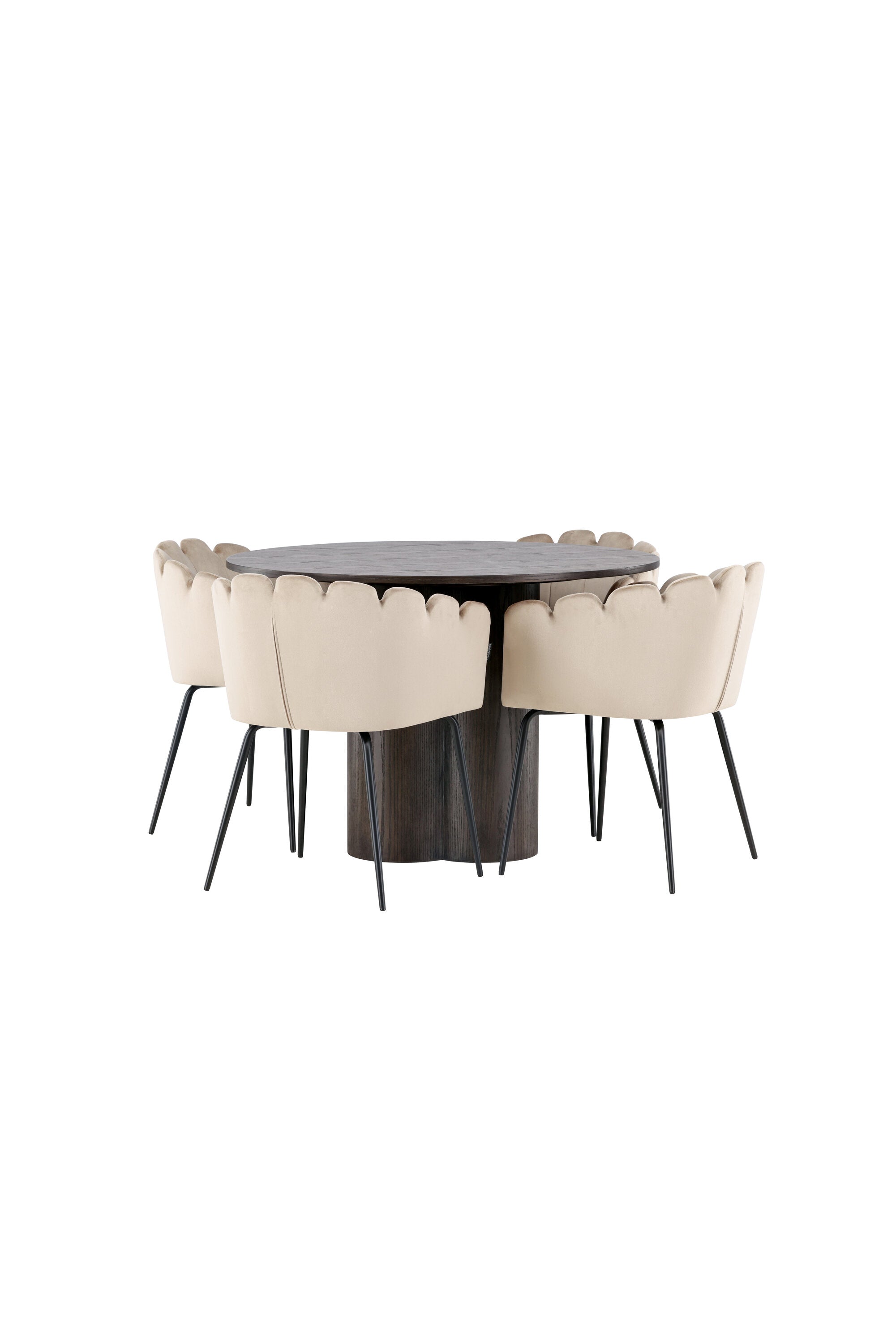 Olivia Esszimmer Set + Limhamn ⌀110cm/4St. in Braun / Beige präsentiert im Onlineshop von KAQTU Design AG. Esszimmerset ist von Venture Home