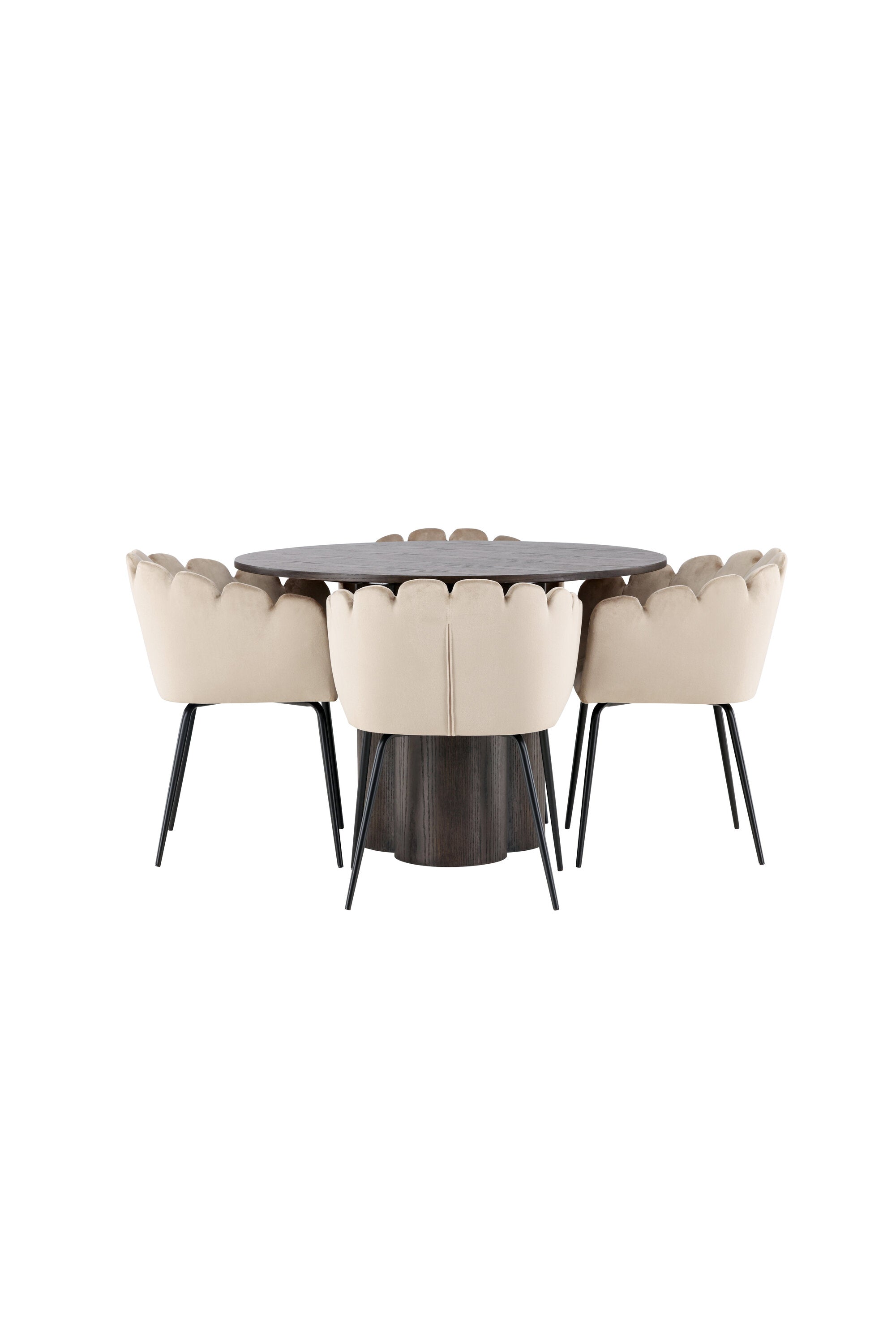 Olivia Esszimmer Set + Limhamn ⌀110cm/4St. in Braun / Beige präsentiert im Onlineshop von KAQTU Design AG. Esszimmerset ist von Venture Home